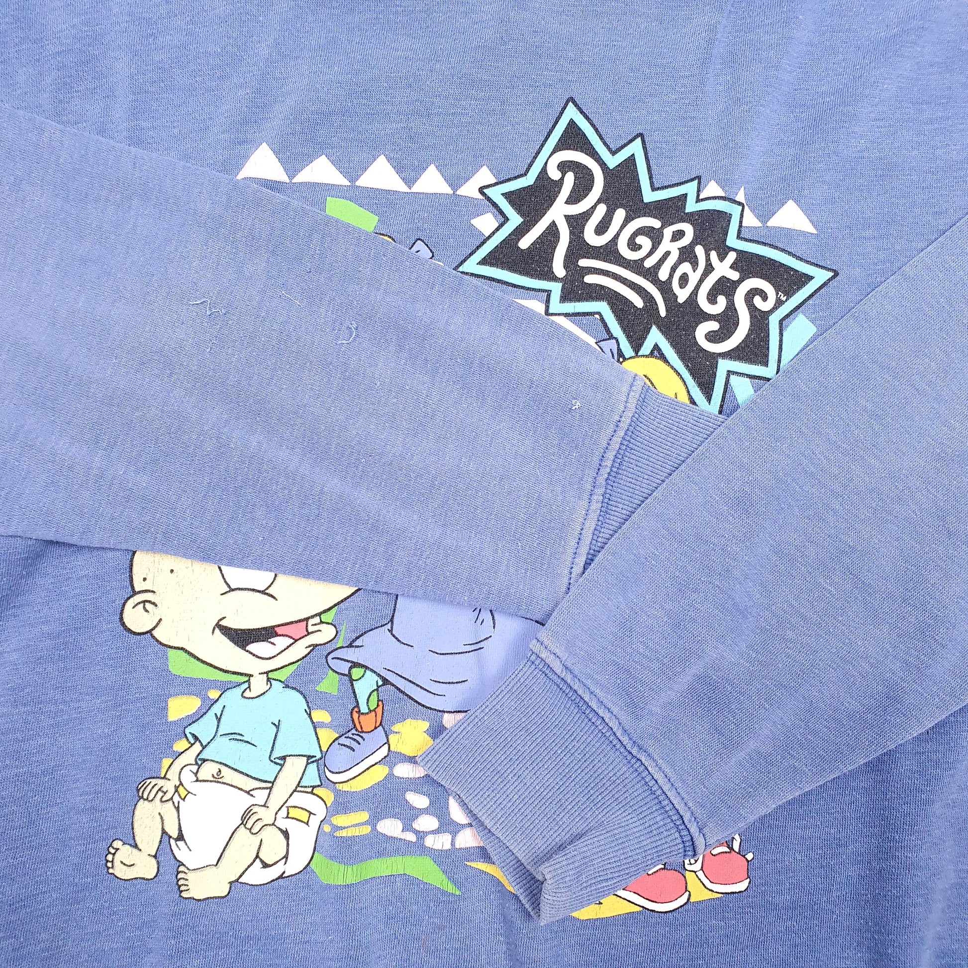 Mens Blue Nickelodeon Rugrats Tommy Chuckie Angelica Cartoon Crewneck Jumper