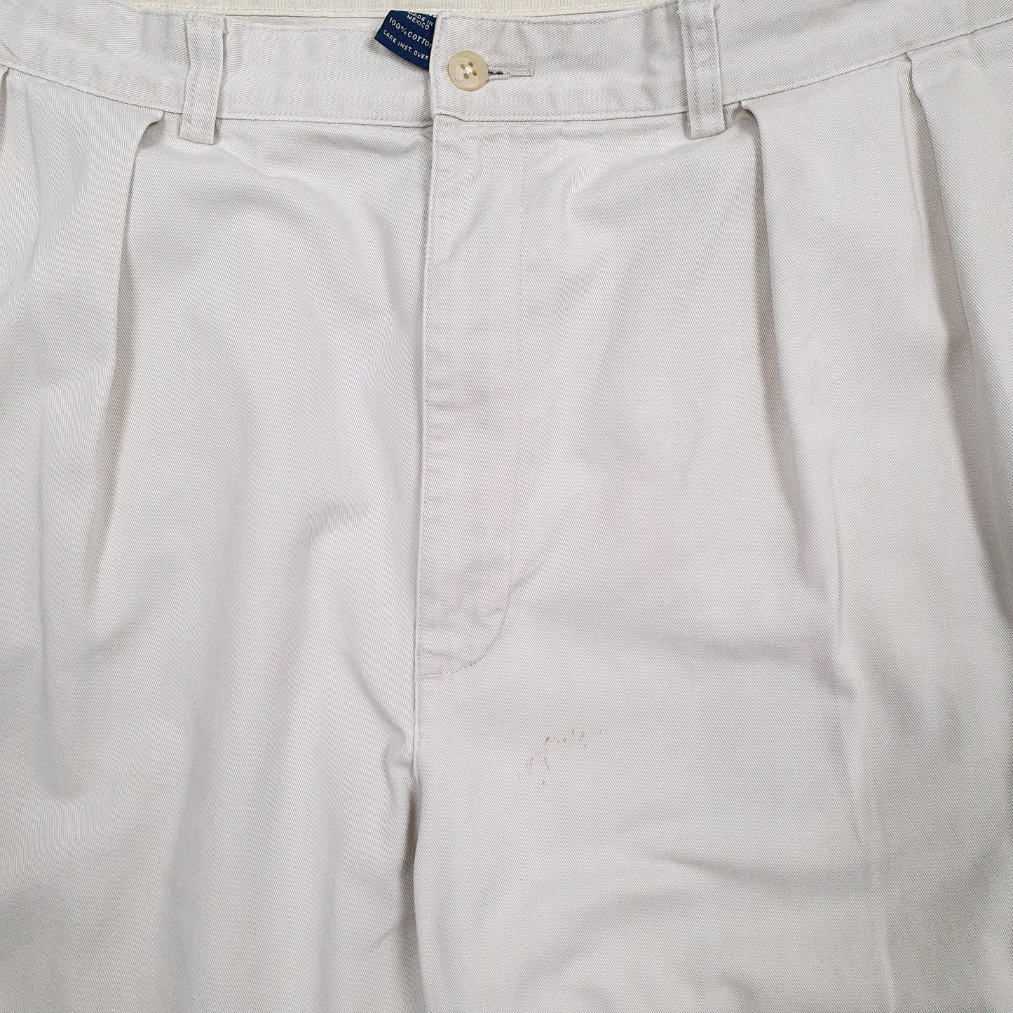 Mens Beige Polo Ralph Lauren Vintage 1990s Double Pleated Chino Trousers