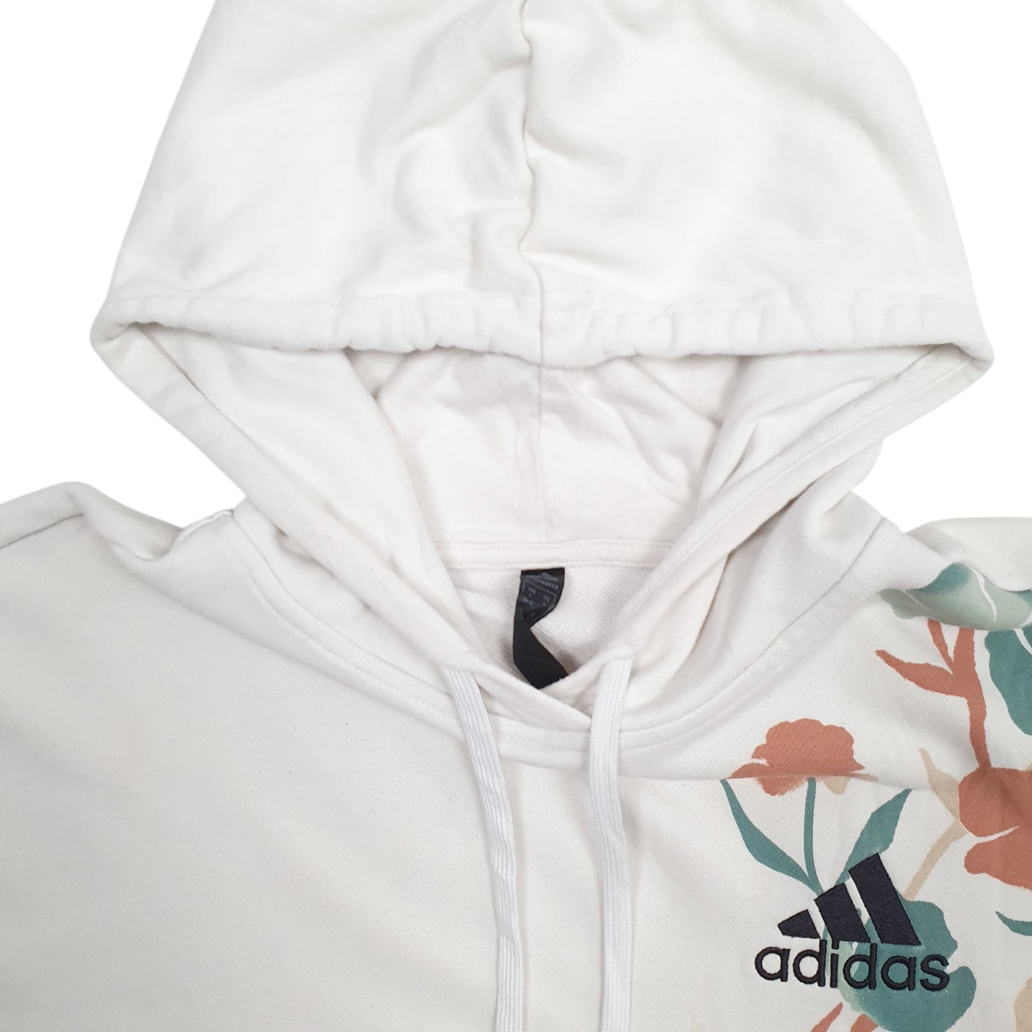 Mens White Adidas Floral Hoodie Jumper