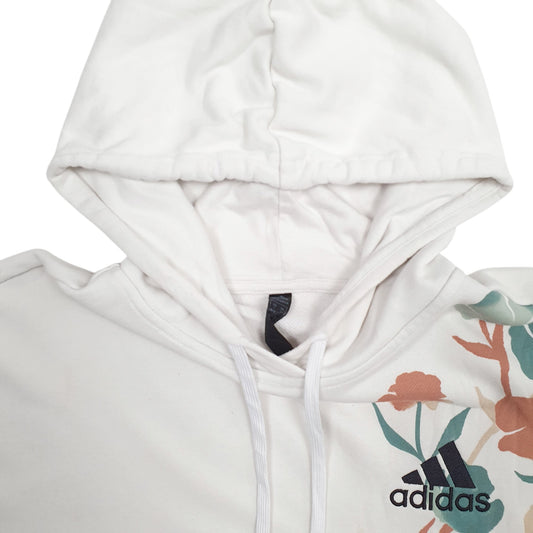 Mens White Adidas Floral Hoodie Jumper
