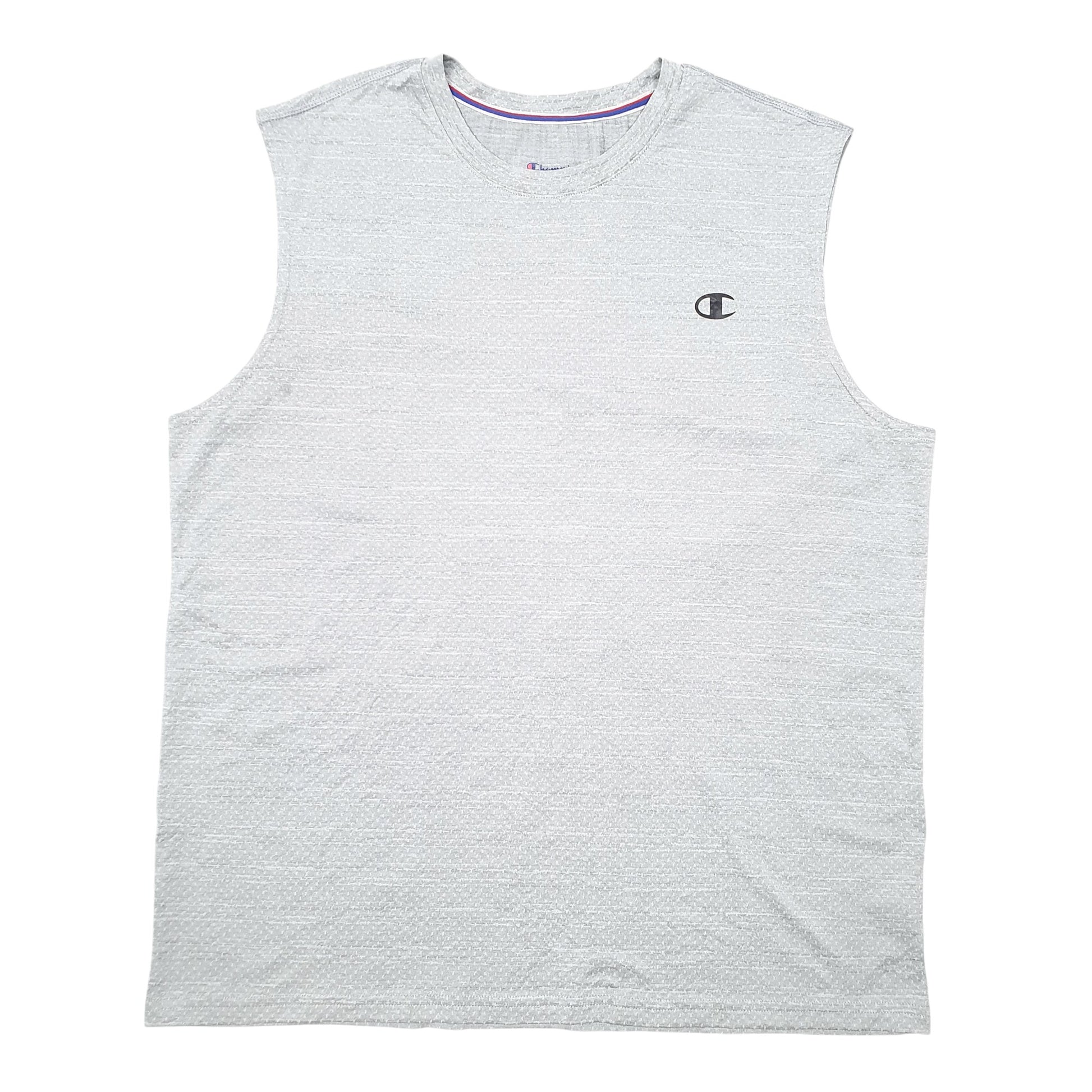 Mens Grey Champion Sleeveless Vest Active Workout Gym Short Sleeve T Shirt