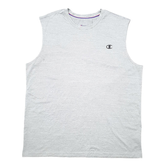 Mens Grey Champion Sleeveless Vest Active Workout Gym Short Sleeve T Shirt