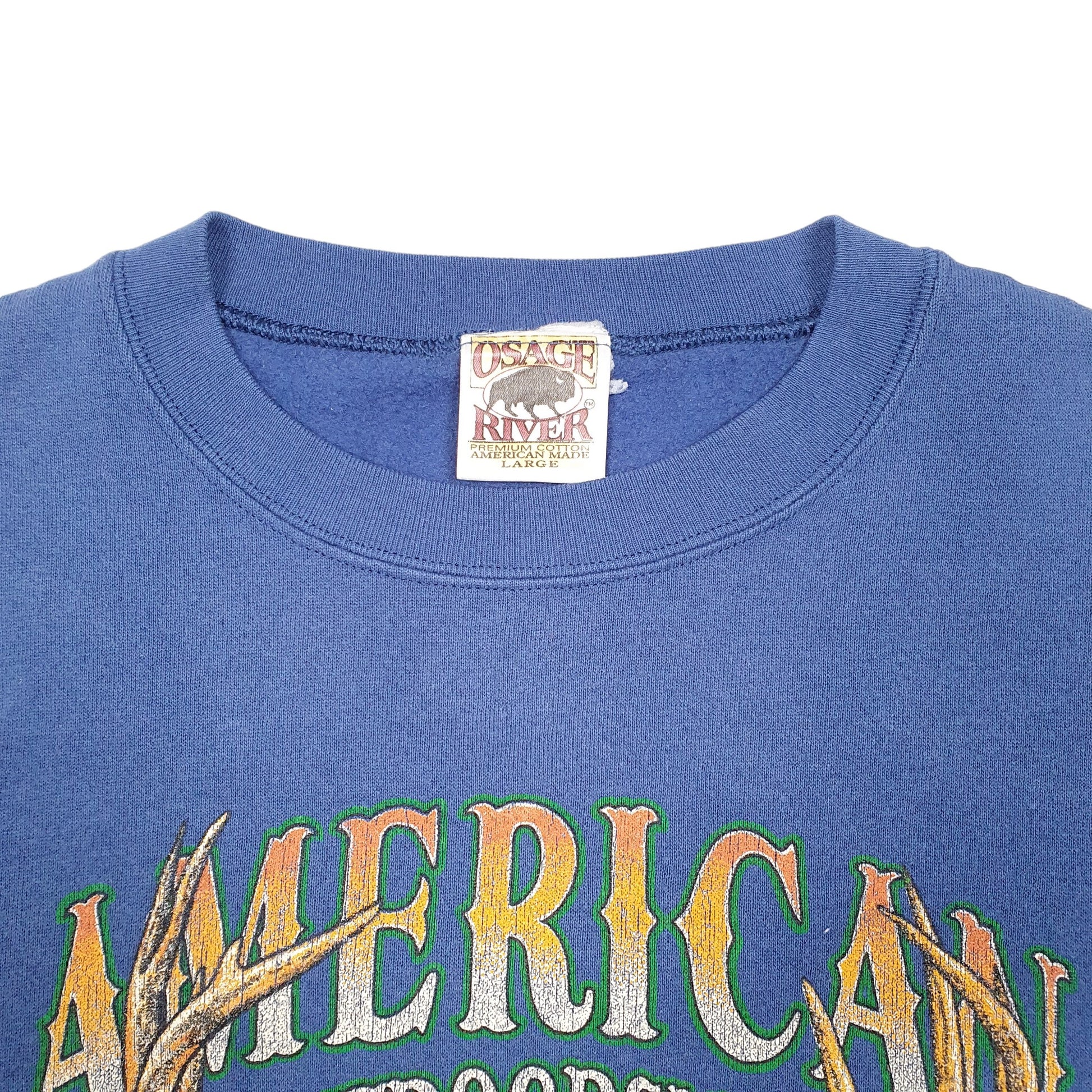 Womens Blue Osage River Vintage American Outdoorsman Hunting Made In USA Crewneck Jumper