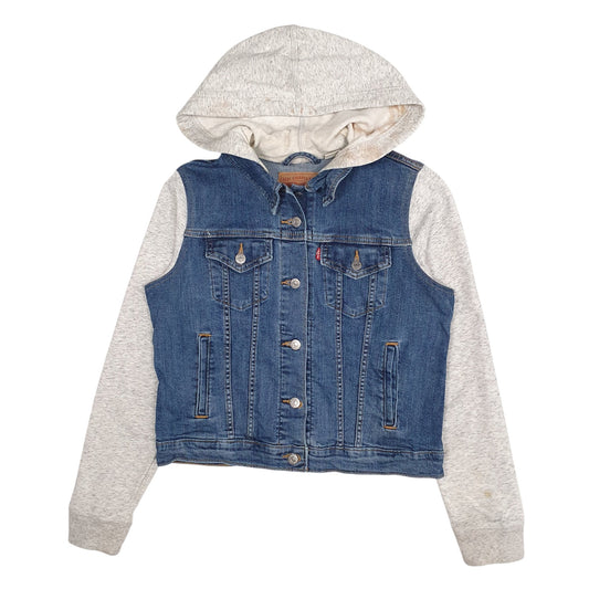 Womens Blue Levis Hoodie Crewneck Coat