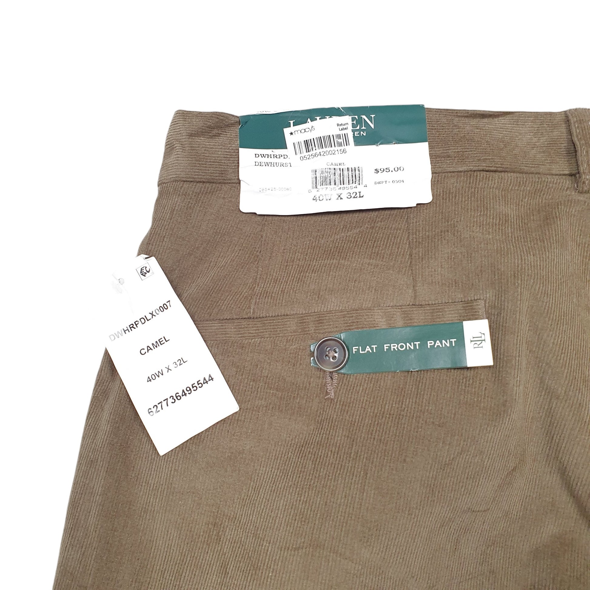 Mens Brown Lauren Ralph Lauren Flat Front Corduroy Trousers