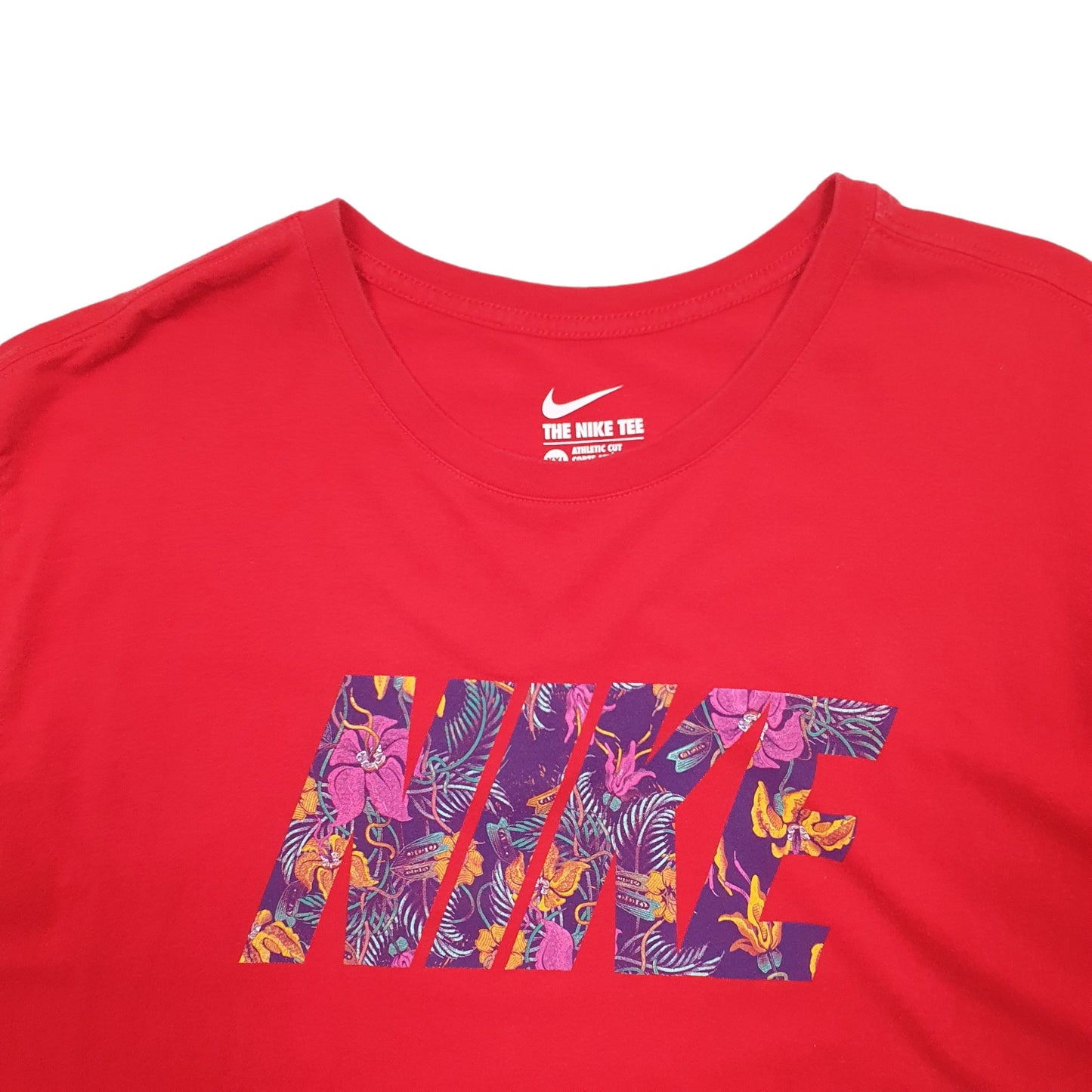 Mens Red Nike Spellout Short Sleeve T Shirt