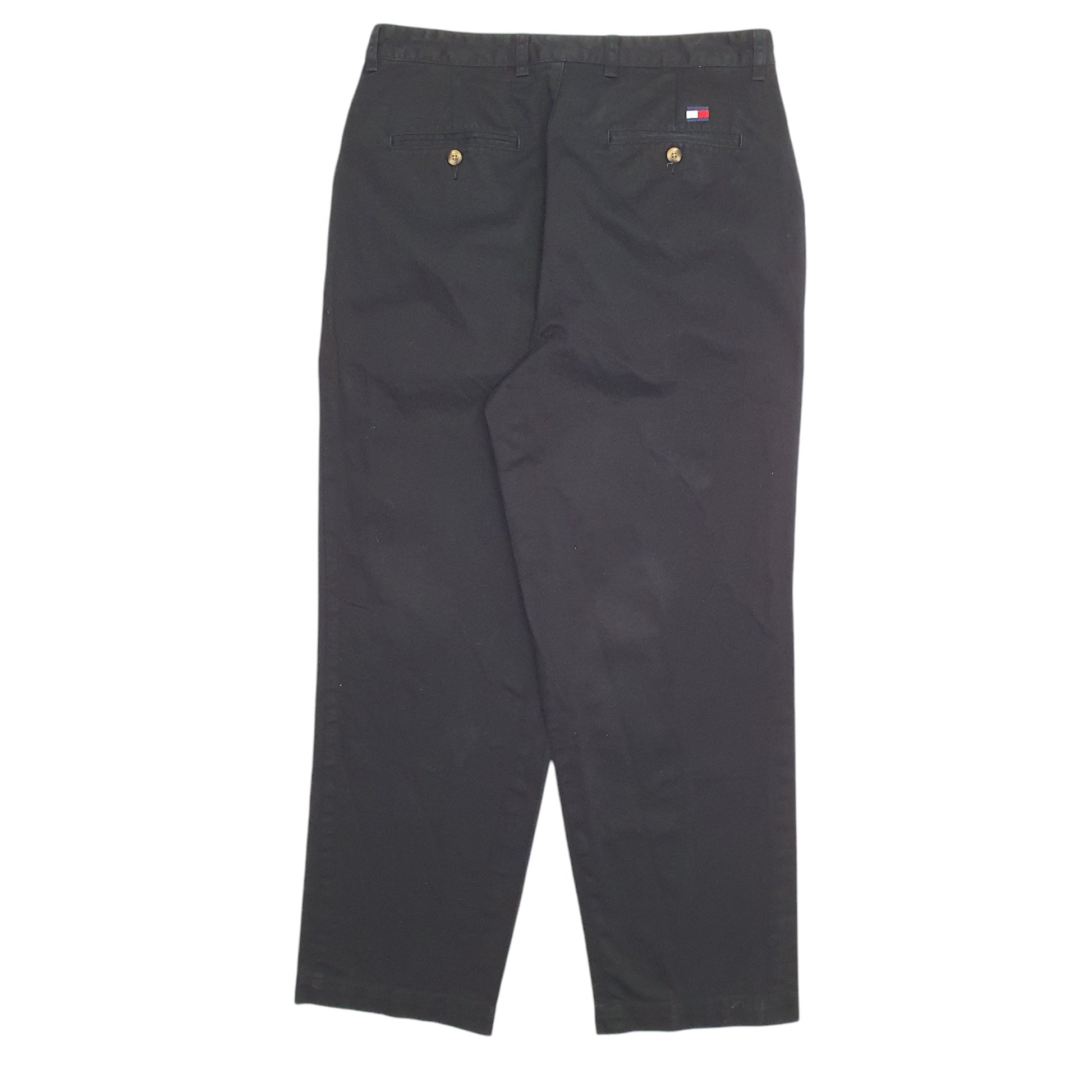 Mens Black Tommy Hilfiger Double Pleated Chino Trousers