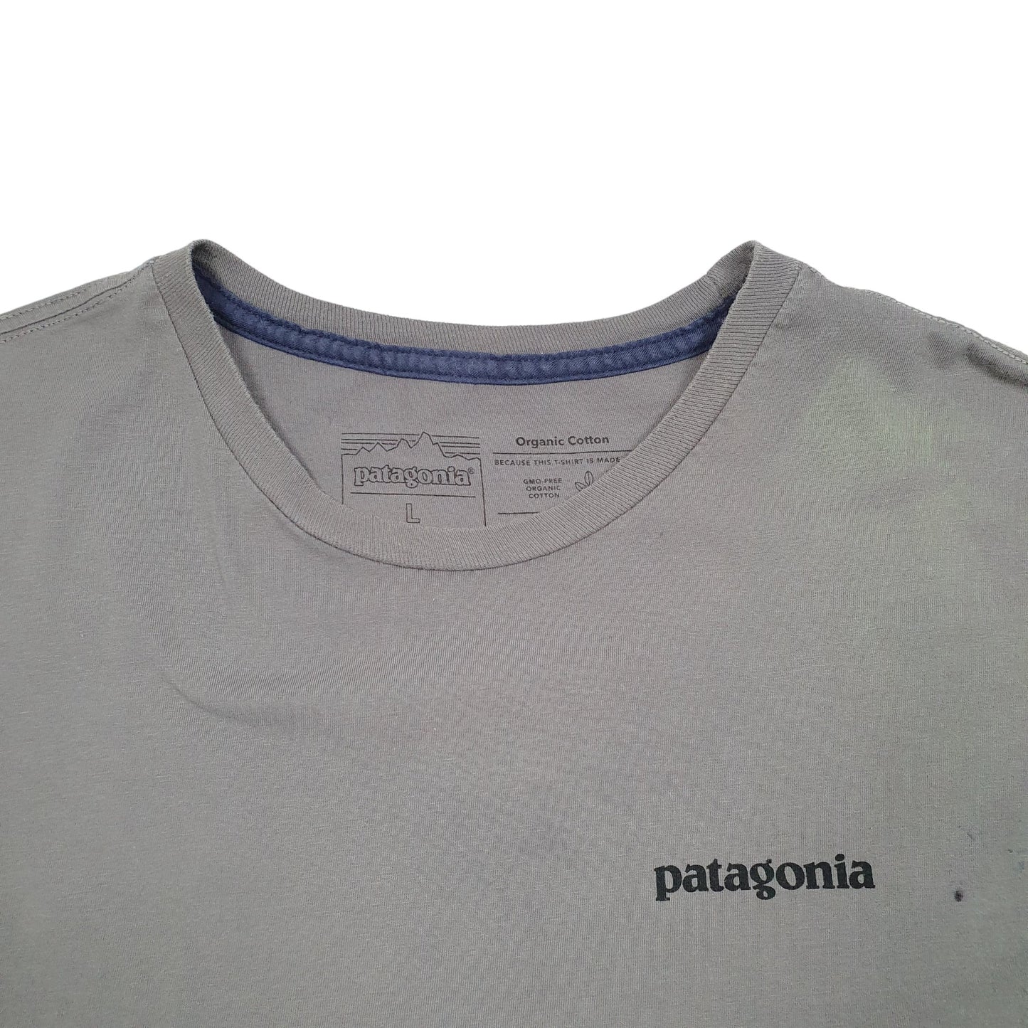 Mens Grey Patagonia Spellout Organic Cotton Short Sleeve T Shirt