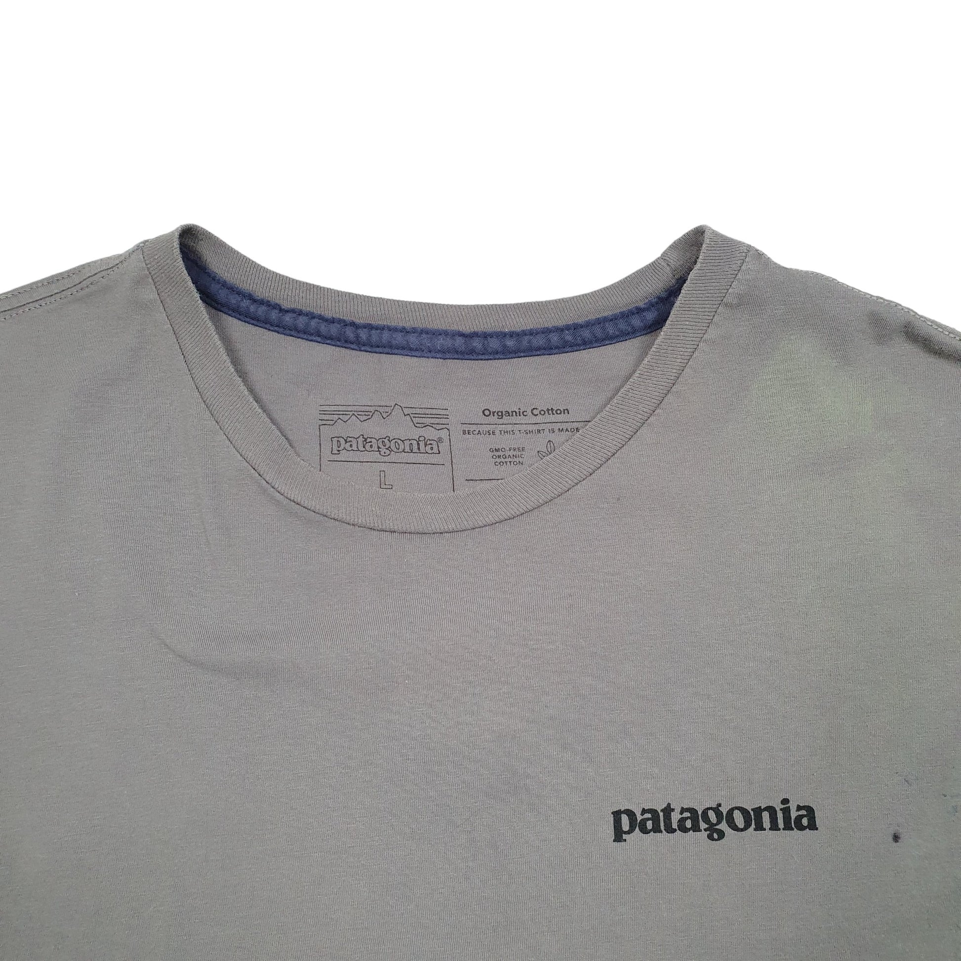 Mens Grey Patagonia Spellout Organic Cotton Short Sleeve T Shirt