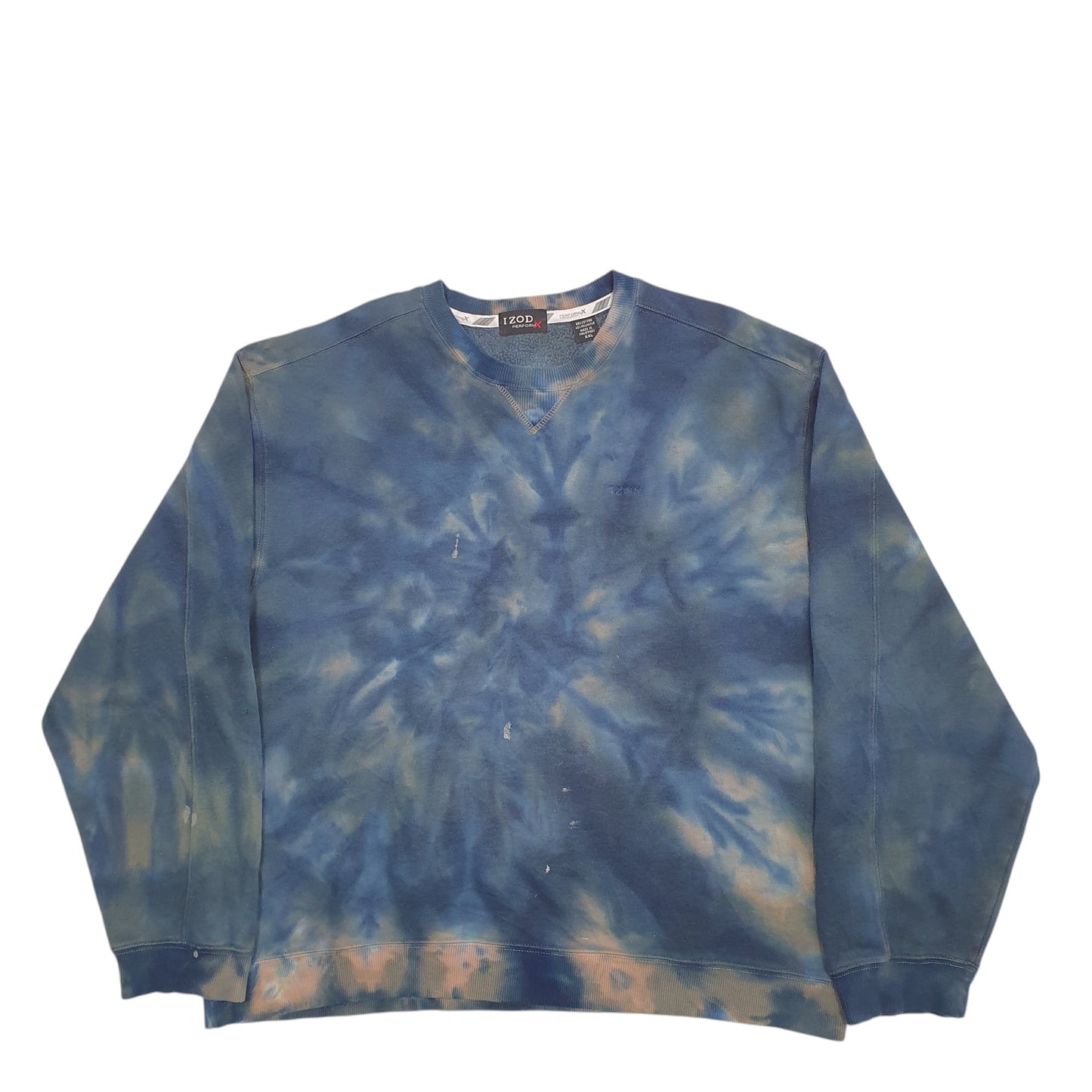 Mens Blue Izod Tye Dye Crewneck Jumper