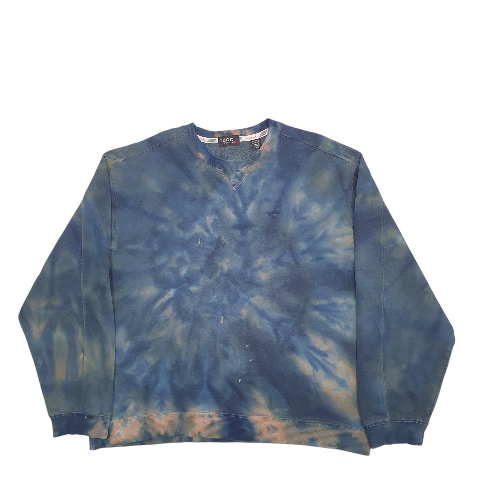 Mens Blue Izod Tye Dye Crewneck Jumper