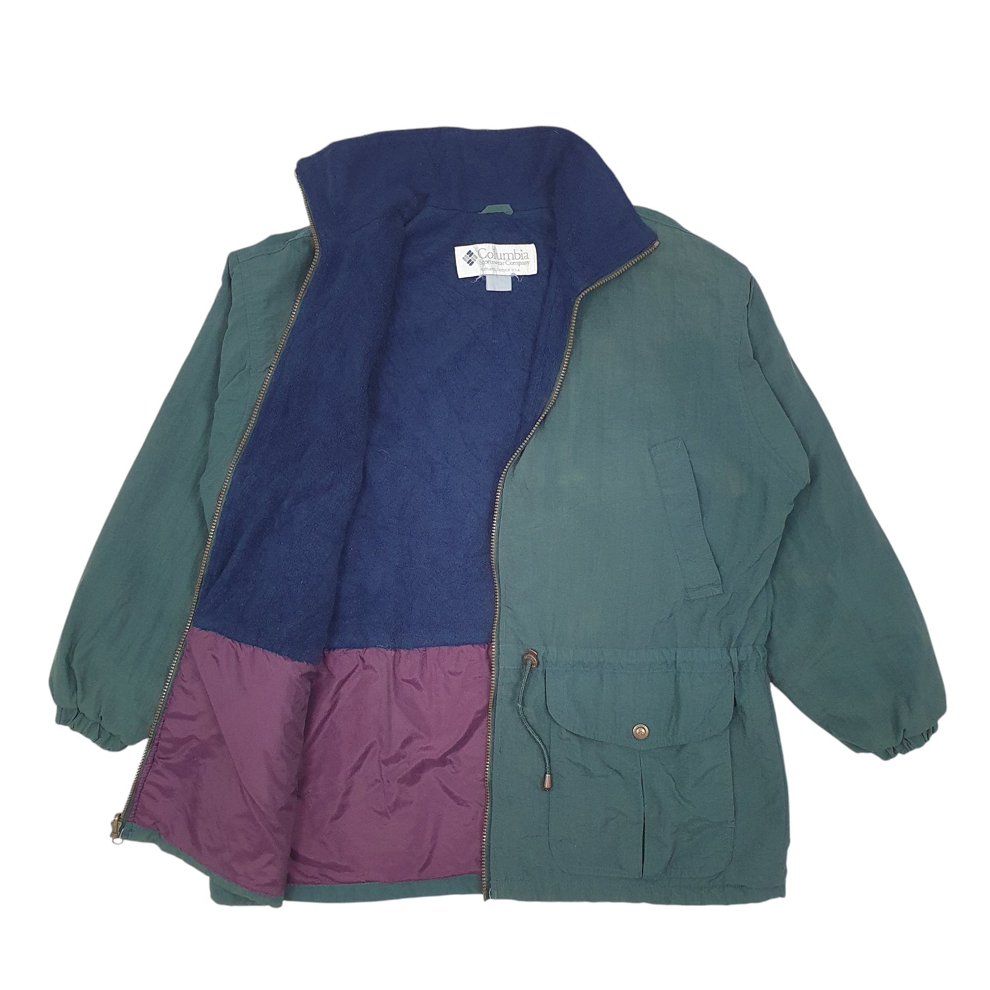 Mens Green Columbia Sportswear Company Vintage 90s Full Zip Coat