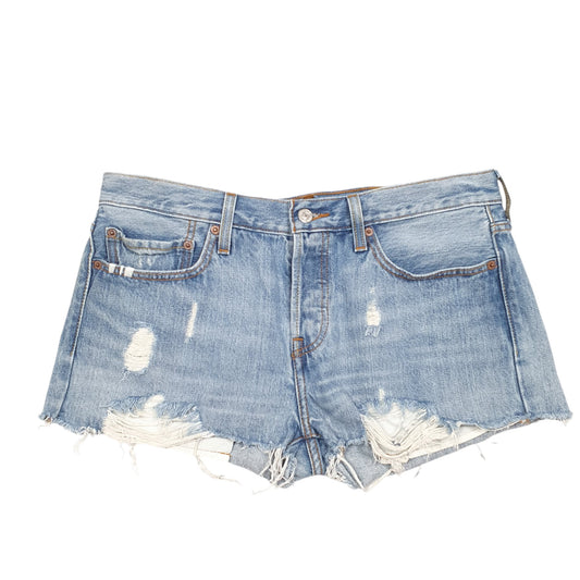 Womens Blue Levis 501 Jorts Hot Pants Disressed Denim Shorts
