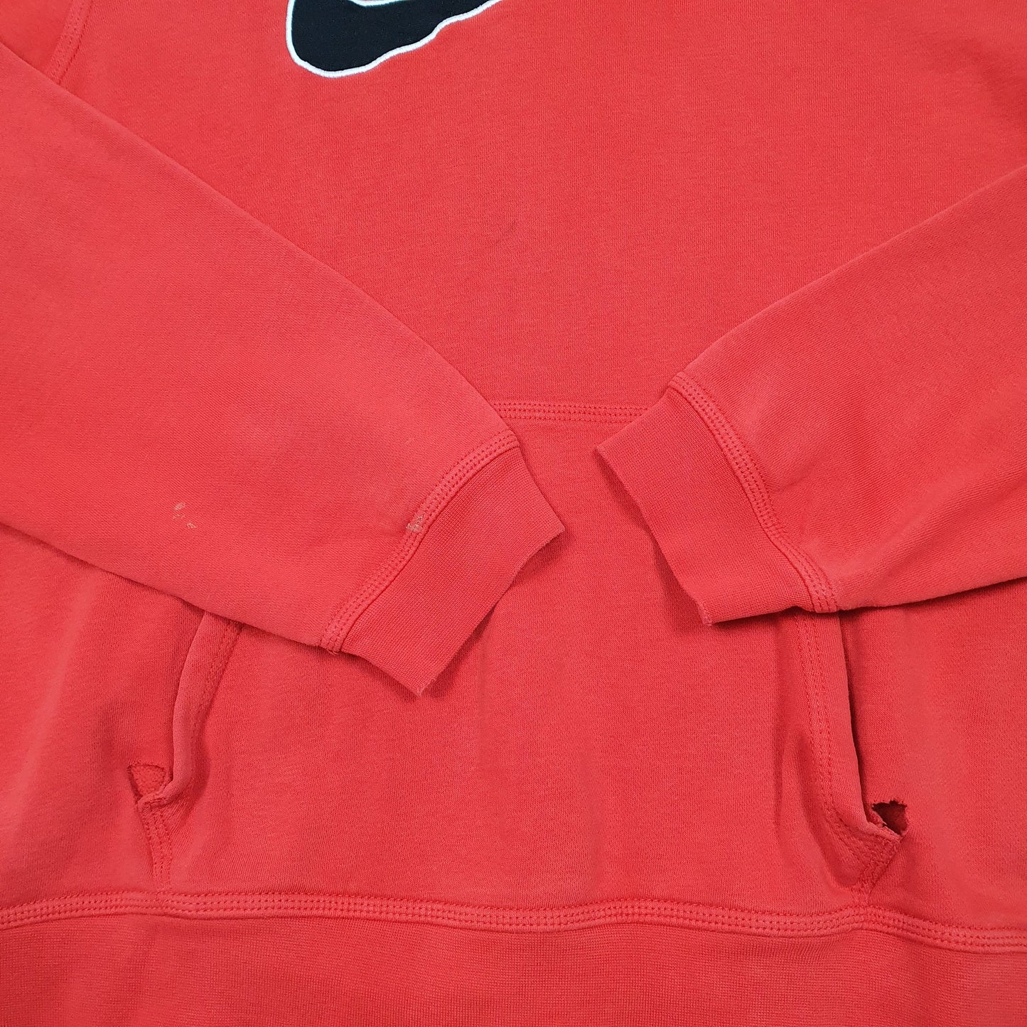 Mens Red Nike Big Swoosh Hoodie Jumper