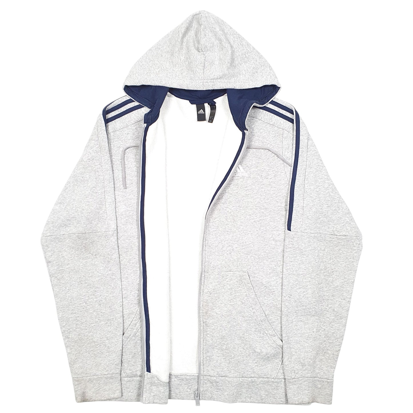 Mens Grey Adidas Hoodie Full Zip Jumper