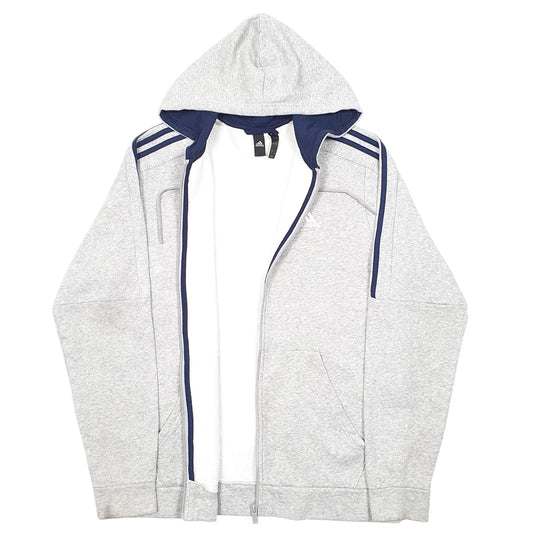 Mens Grey Adidas Hoodie Full Zip Jumper