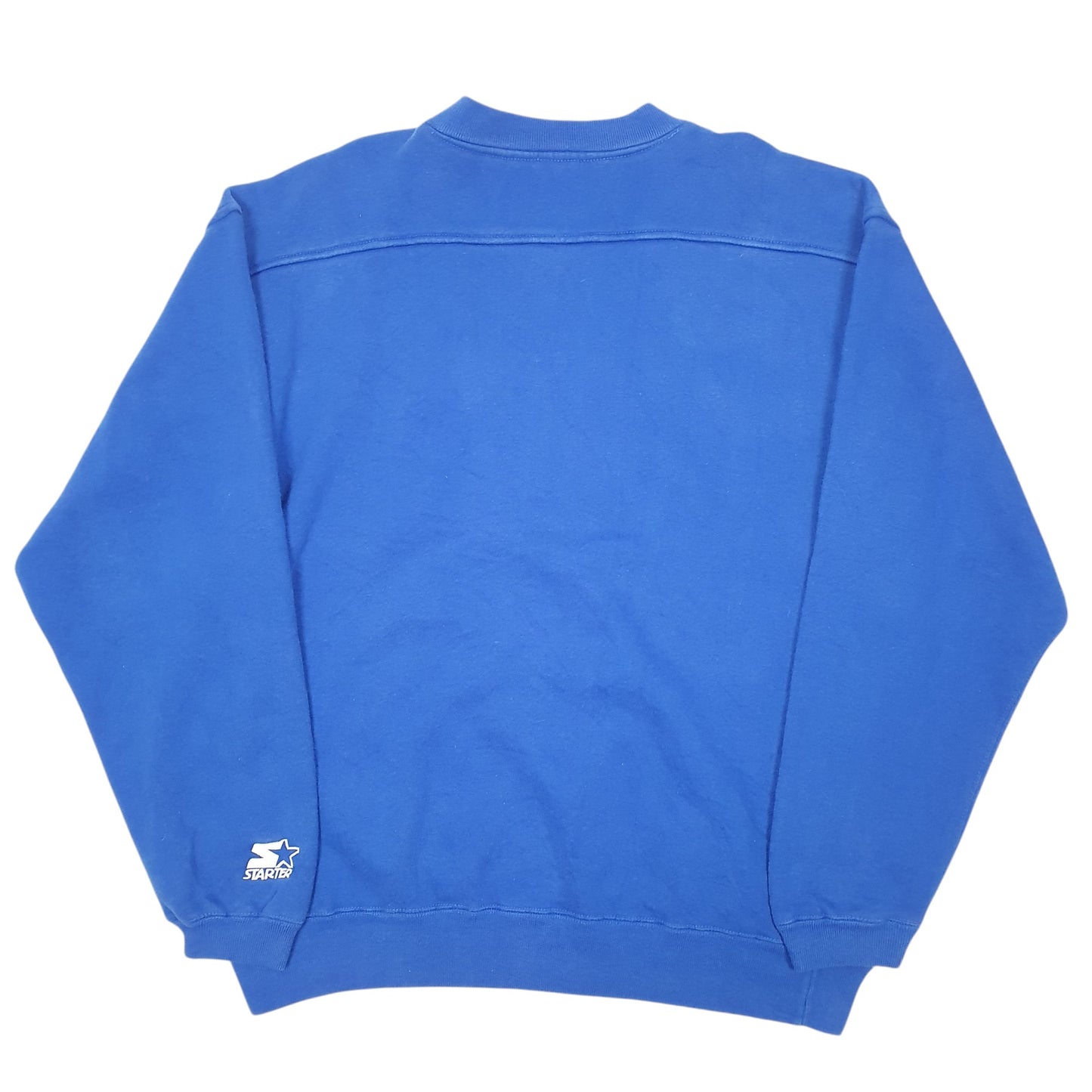 Mens Blue Starter Vintage 90s Chicago Cubs Baseball MLB USA Spellout Crewneck Jumper