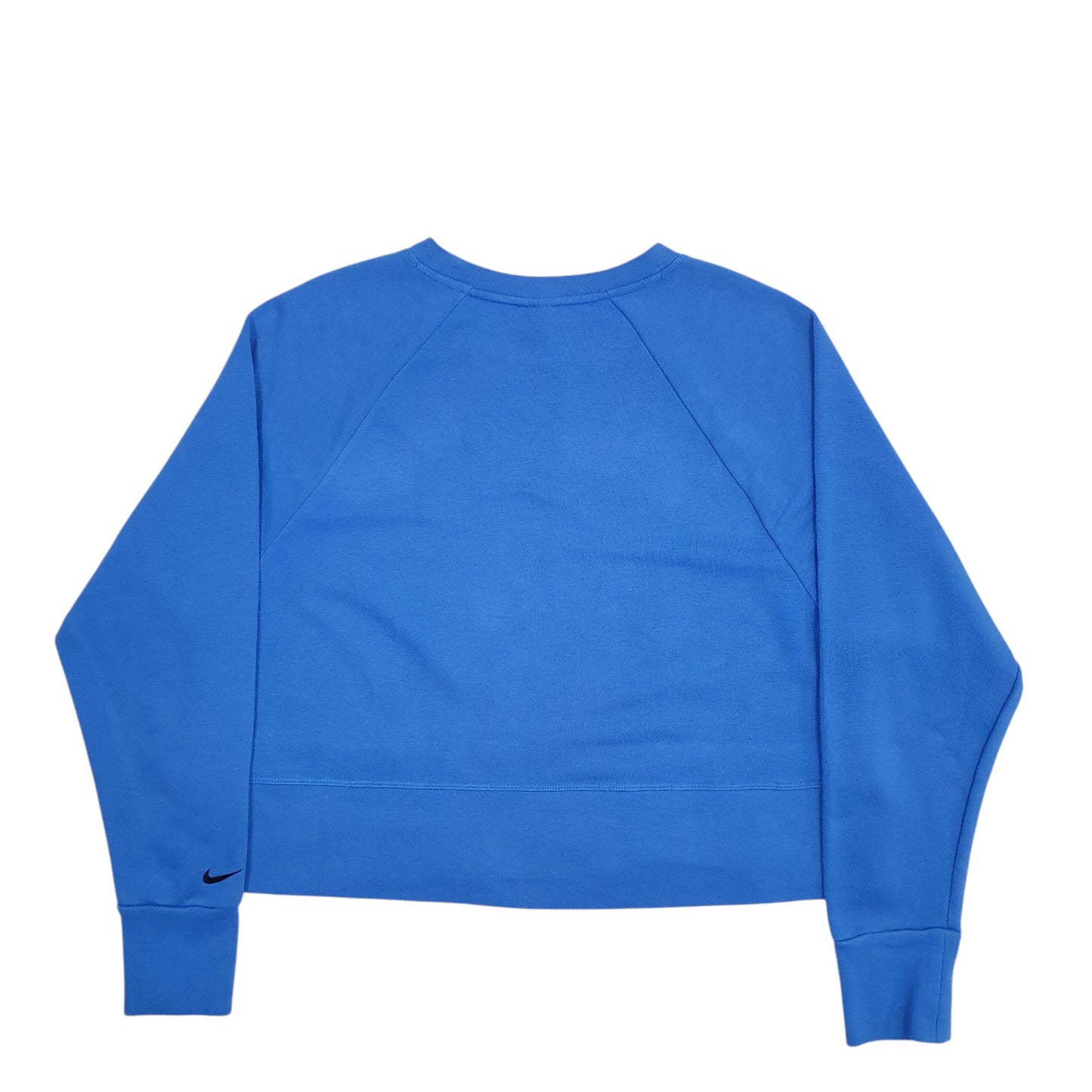 Womens Blue Nike Spellout Crop Top Crewneck Jumper