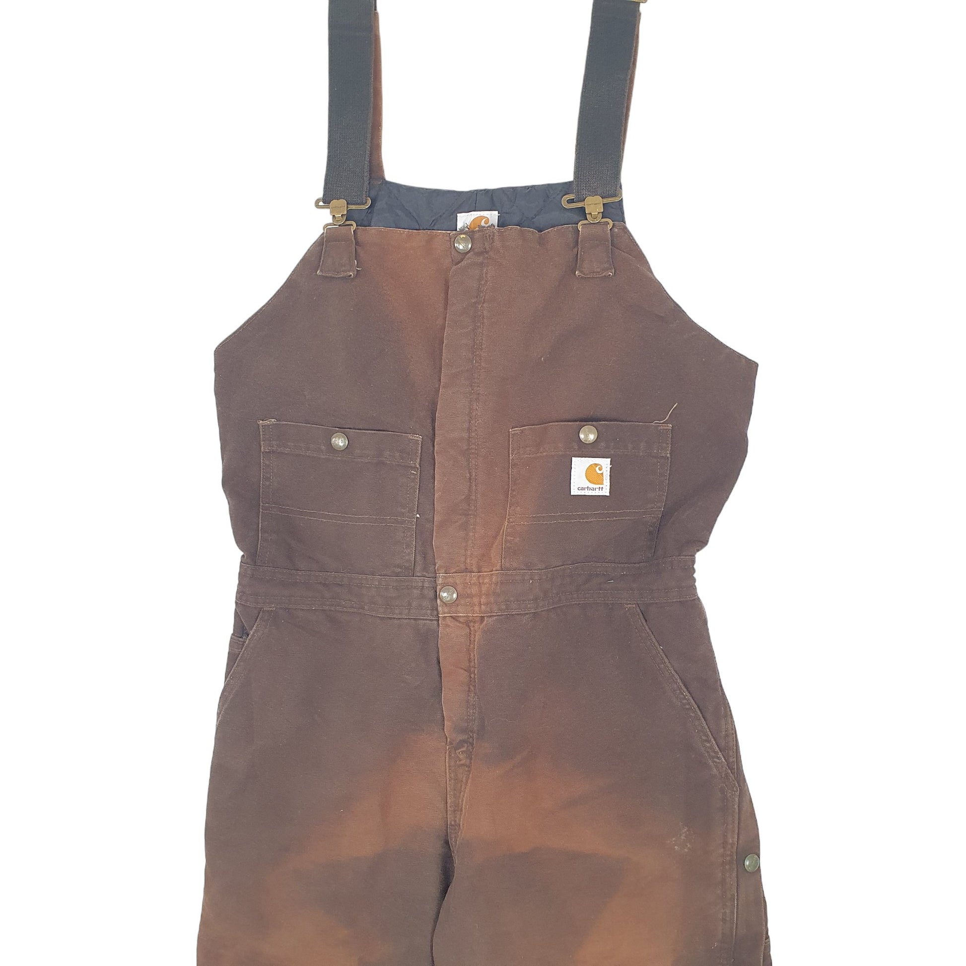 Womens Brown Carhartt WR027 DKB Bib Overalls Quilted Dungaree Trousers