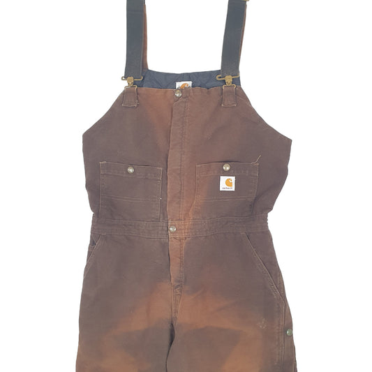 Womens Brown Carhartt WR027 DKB Bib Overalls Quilted Dungaree Trousers