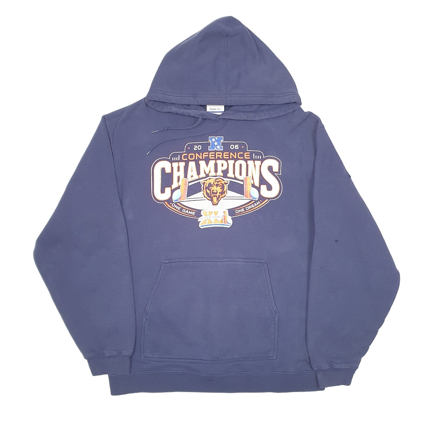 Mens Navy Reebok Chicago Bears Superbowl 2006 Vintage Hoodie Jumper