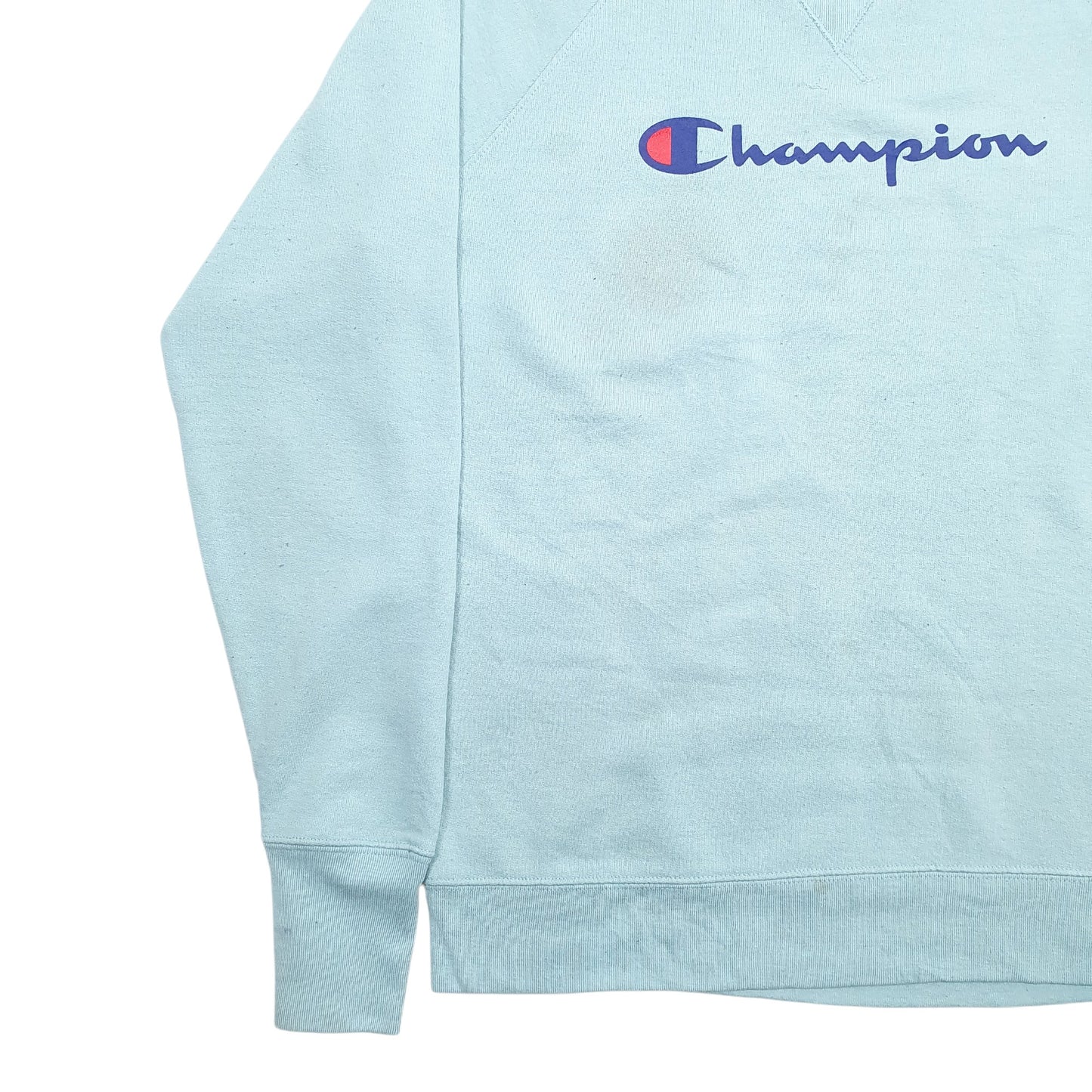 Womens Blue Champion Spellout Crewneck Jumper