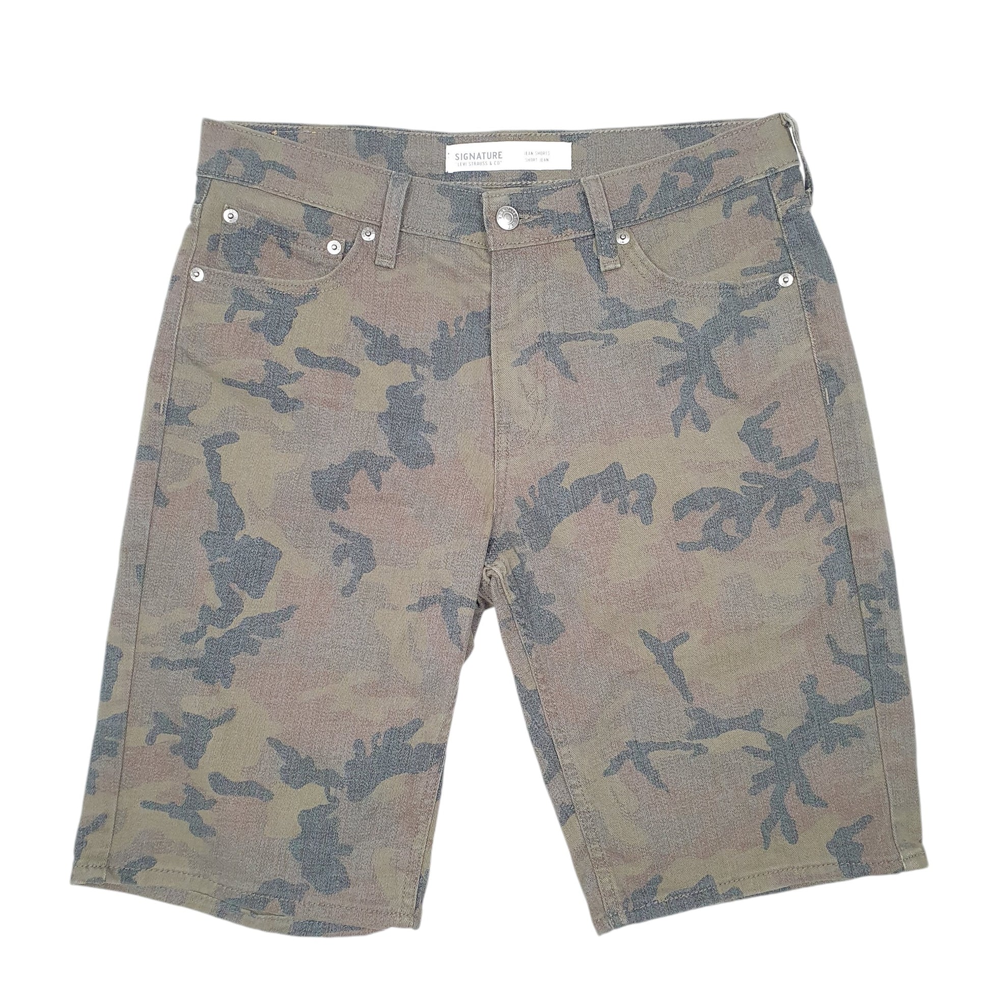 Mens Khaki Levis Denim Jeans Jorts Signature Camouflage Cammo Regular Denim Shorts