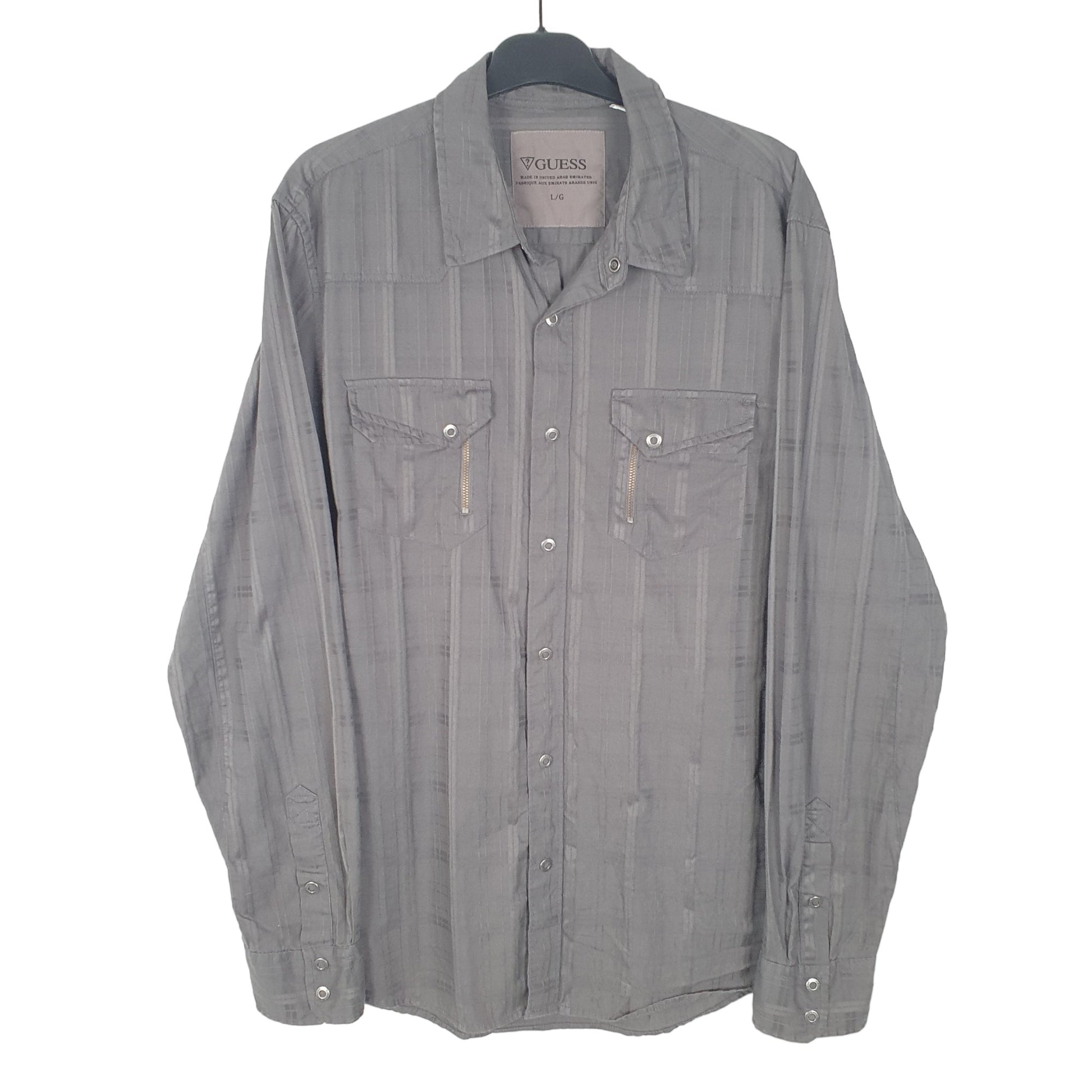 Mens Grey Guess  Long Sleeve Shirt