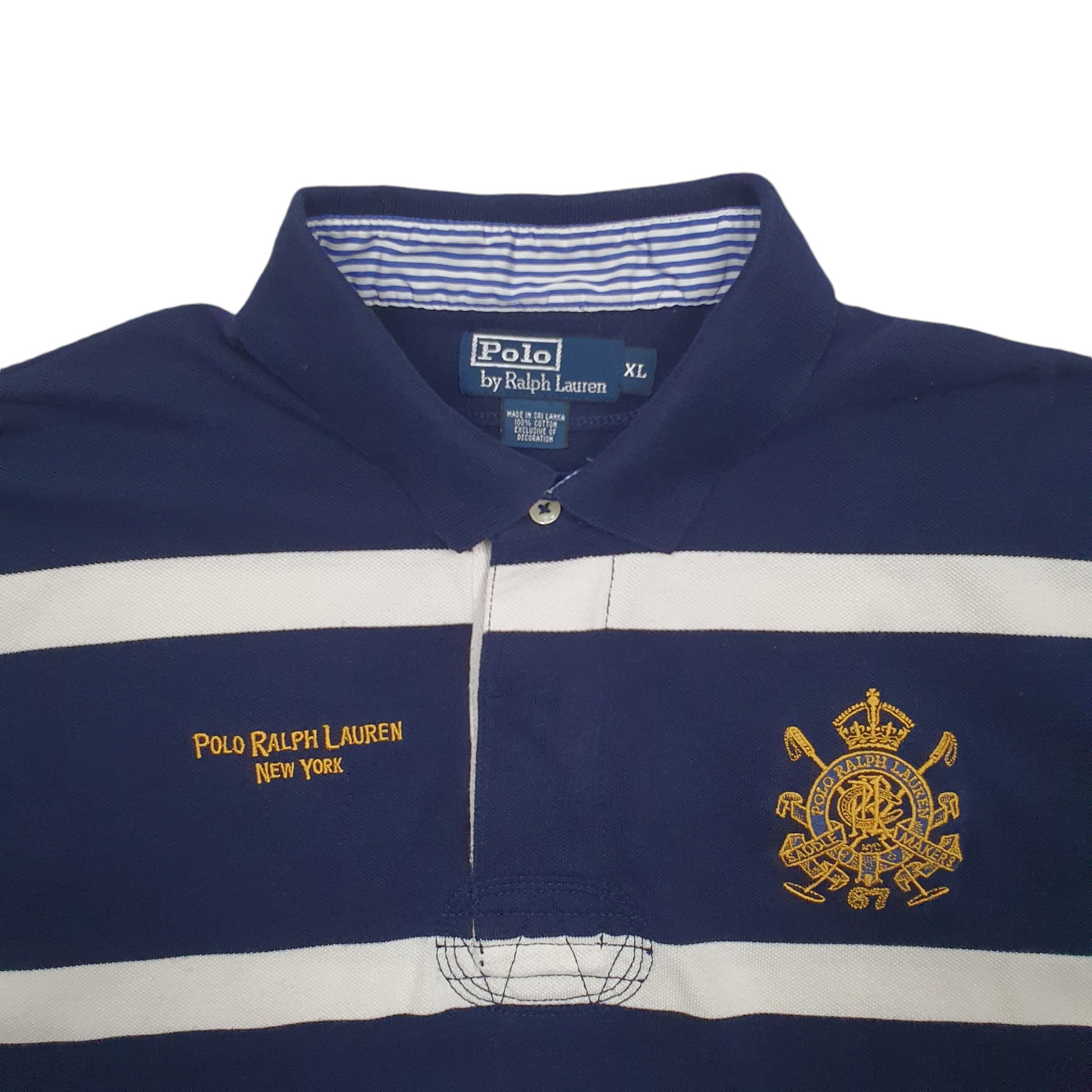 Mens Navy Polo Ralph Lauren New York Crest Short Sleeve Polo Shirt