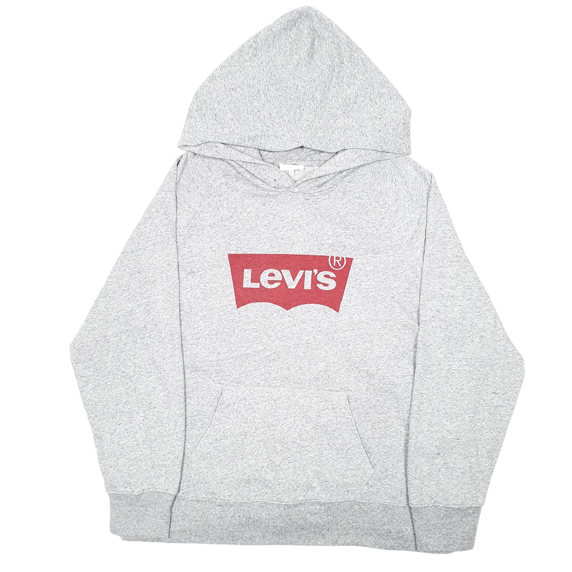 Mens Grey Levis Spellout Hoodie Jumper