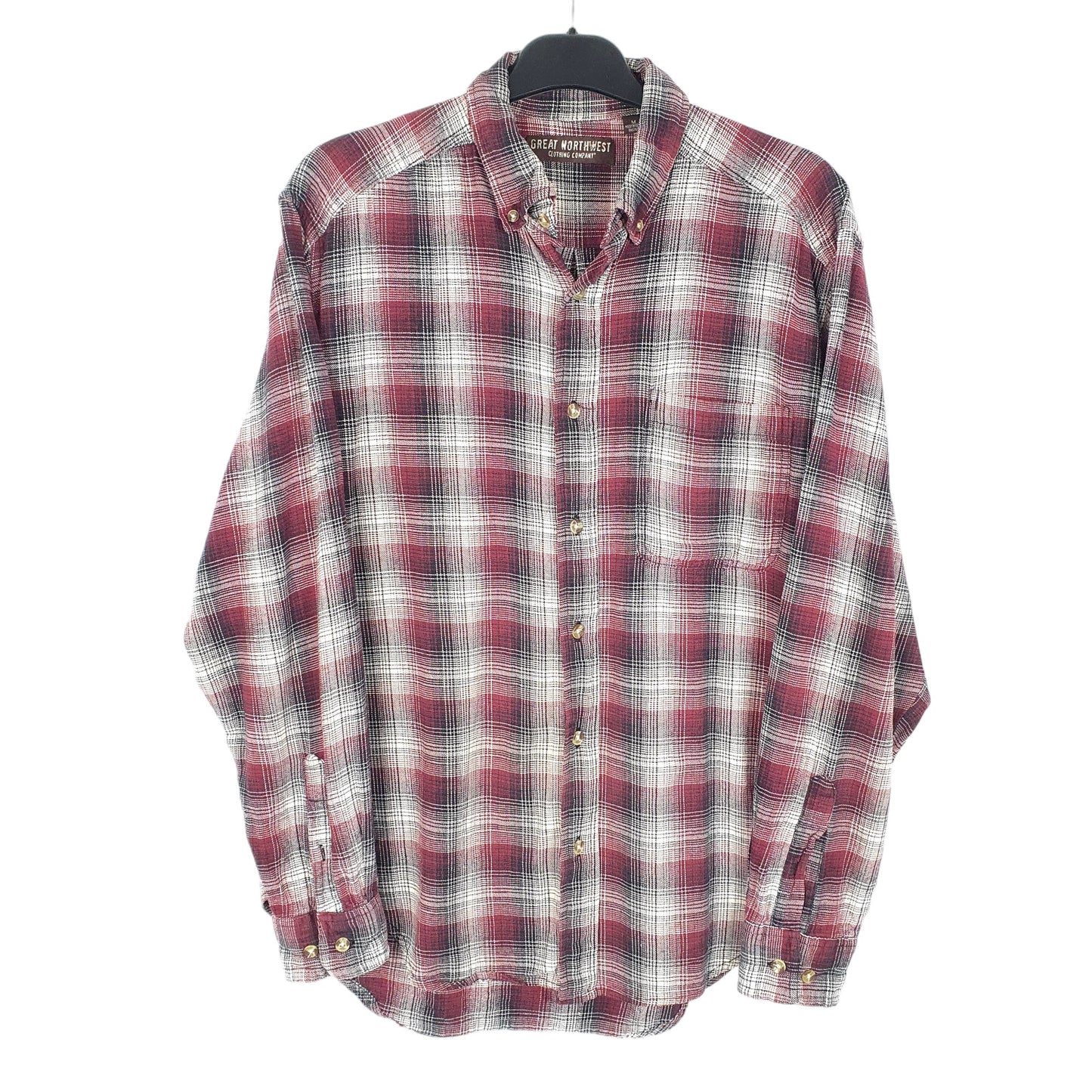 Mens Burgundy Great Northwest Clothing Company Flannel Long Sleeve Shirt