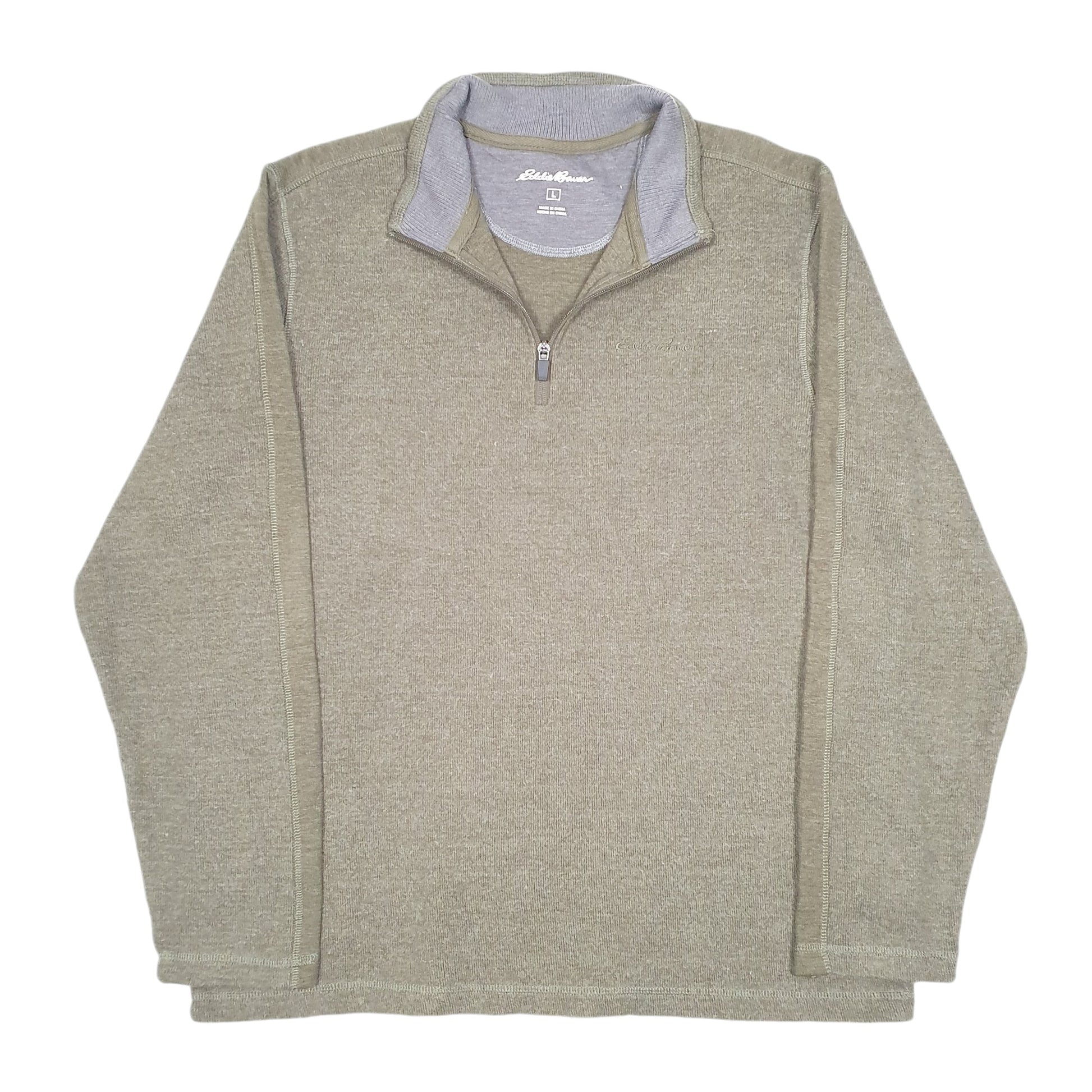 Mens Khaki Eddie Bauer  Quarter Zip Jumper