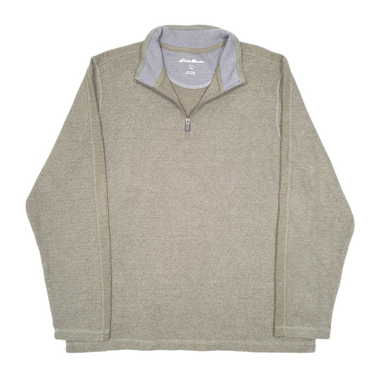 Mens Khaki Eddie Bauer  Quarter Zip Jumper