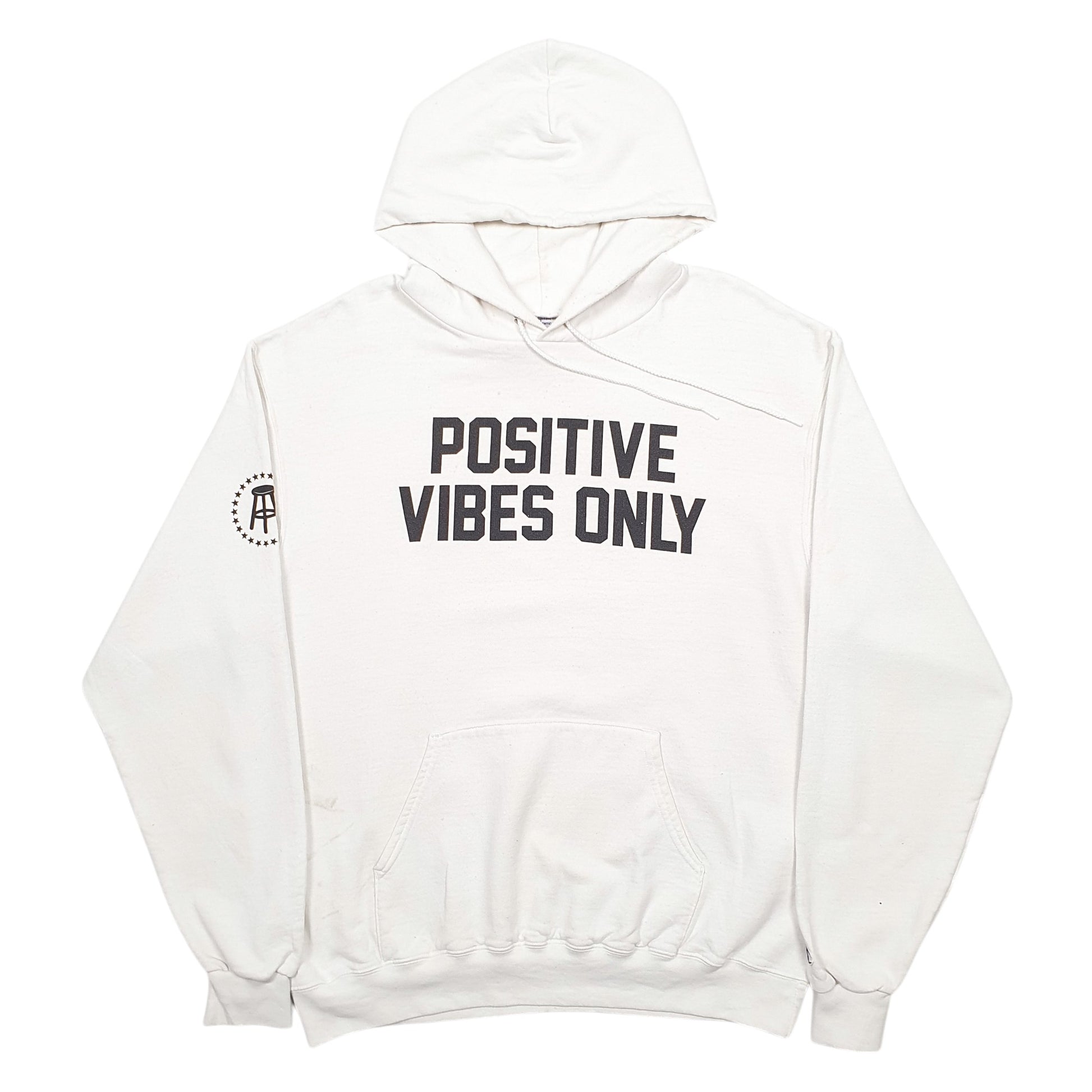 Mens White Champion Positive Vibes Only Hoodie Jumper