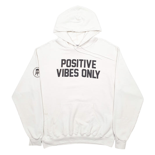 Mens White Champion Positive Vibes Only Hoodie Jumper