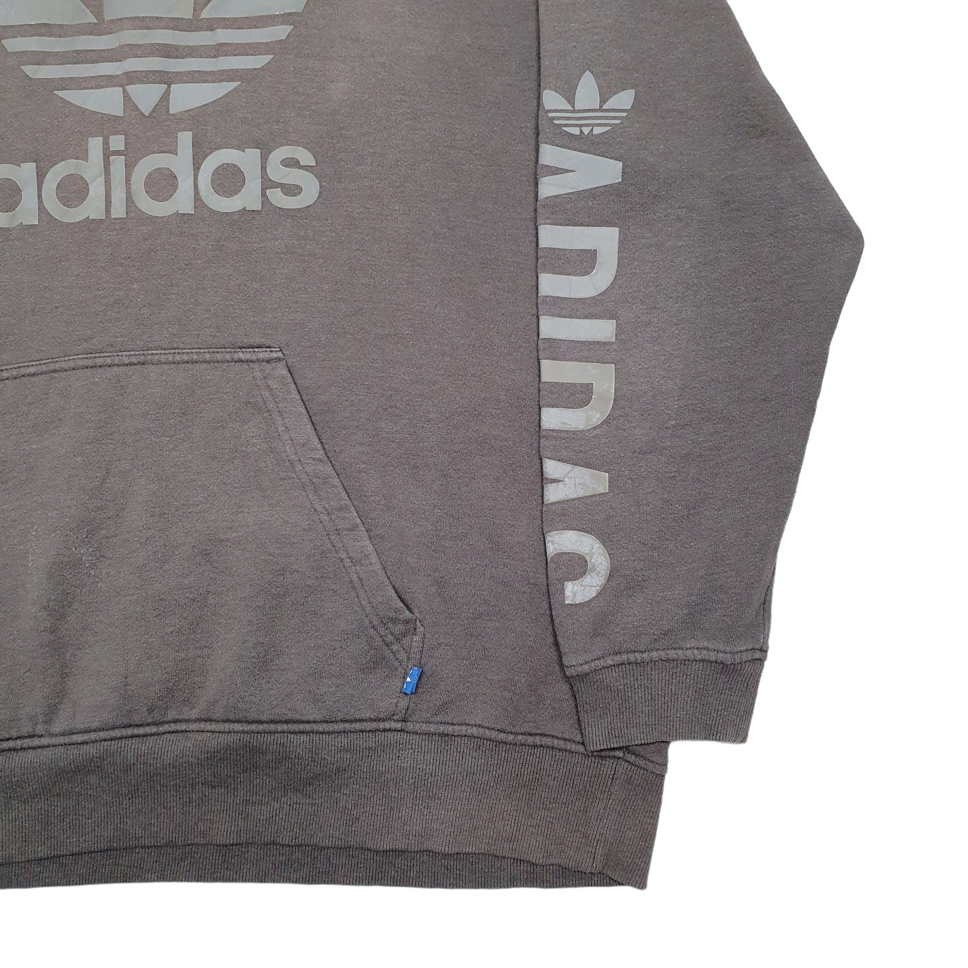 Mens Grey Adidas Spellout Hoodie Jumper