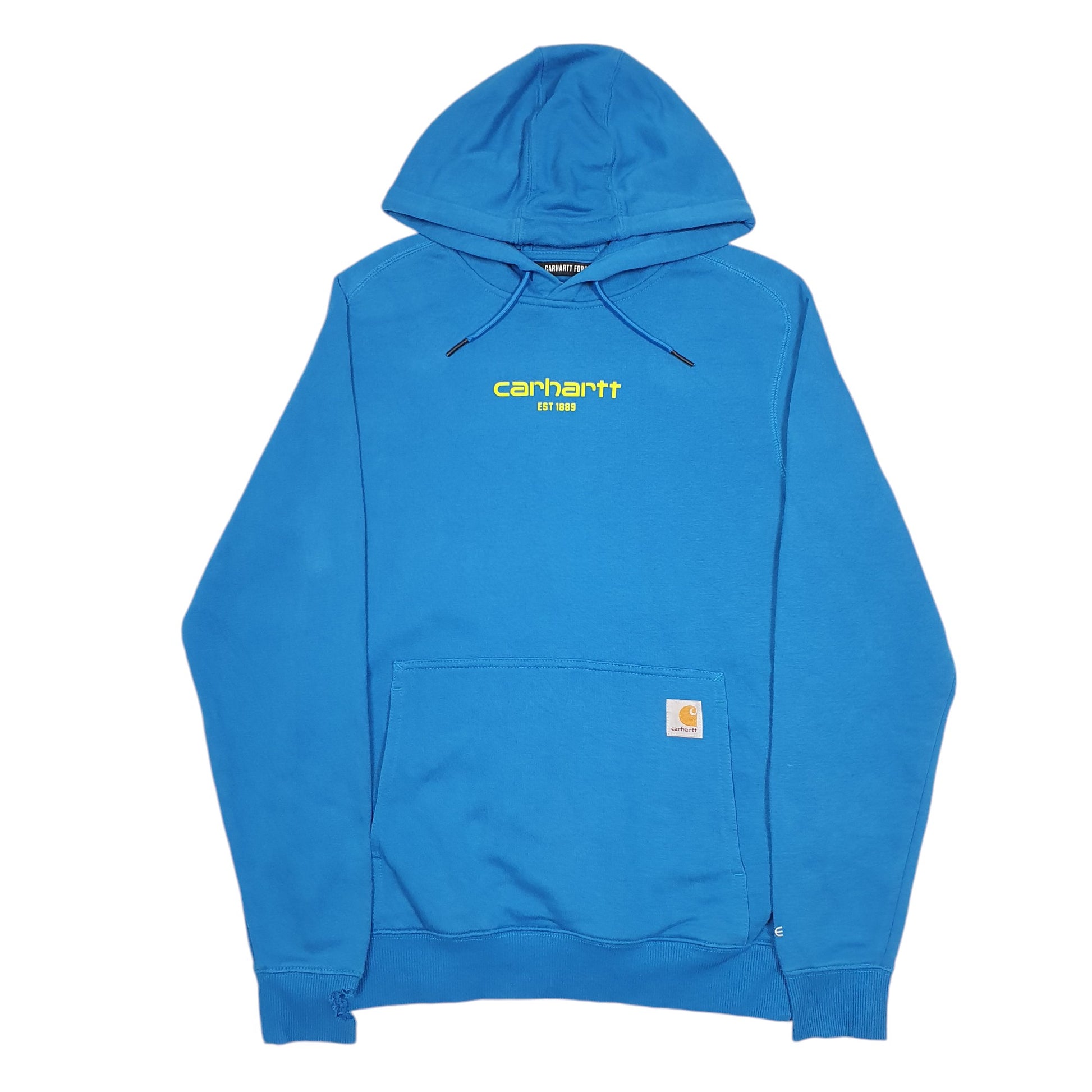 Mens Blue Carhartt Workwear Spellout Force Hoodie Jumper