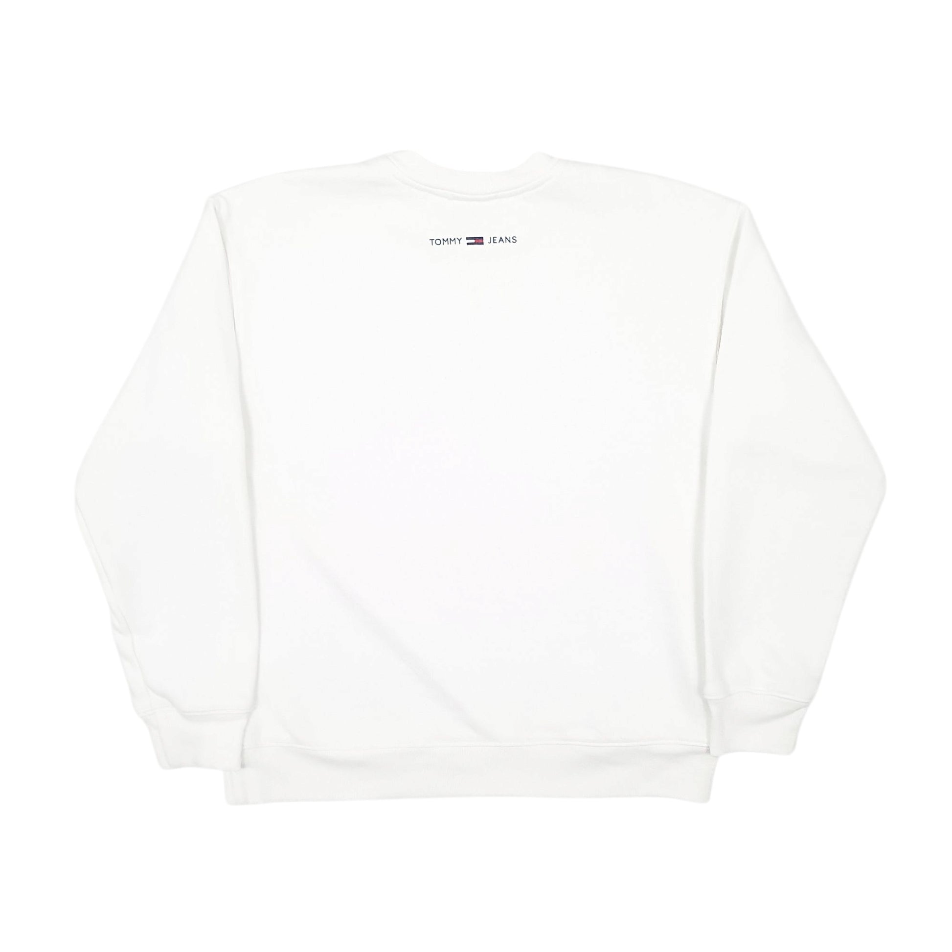 Mens White Tommy Hilfiger Vintage 90s Made In USA Spellout Crewneck Jumper