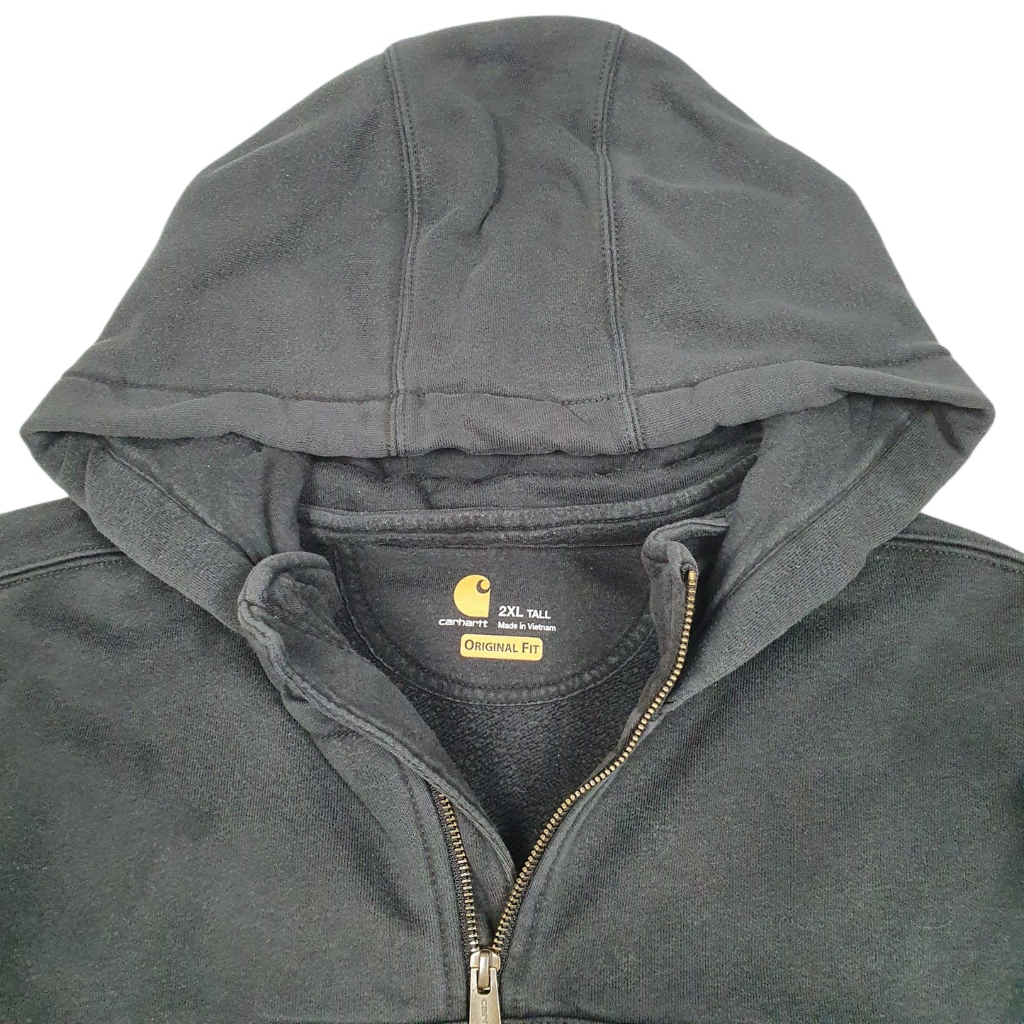 Mens Black Carhartt Workwear Hoodie Tall Rain Defender Quarter Zip Jumper