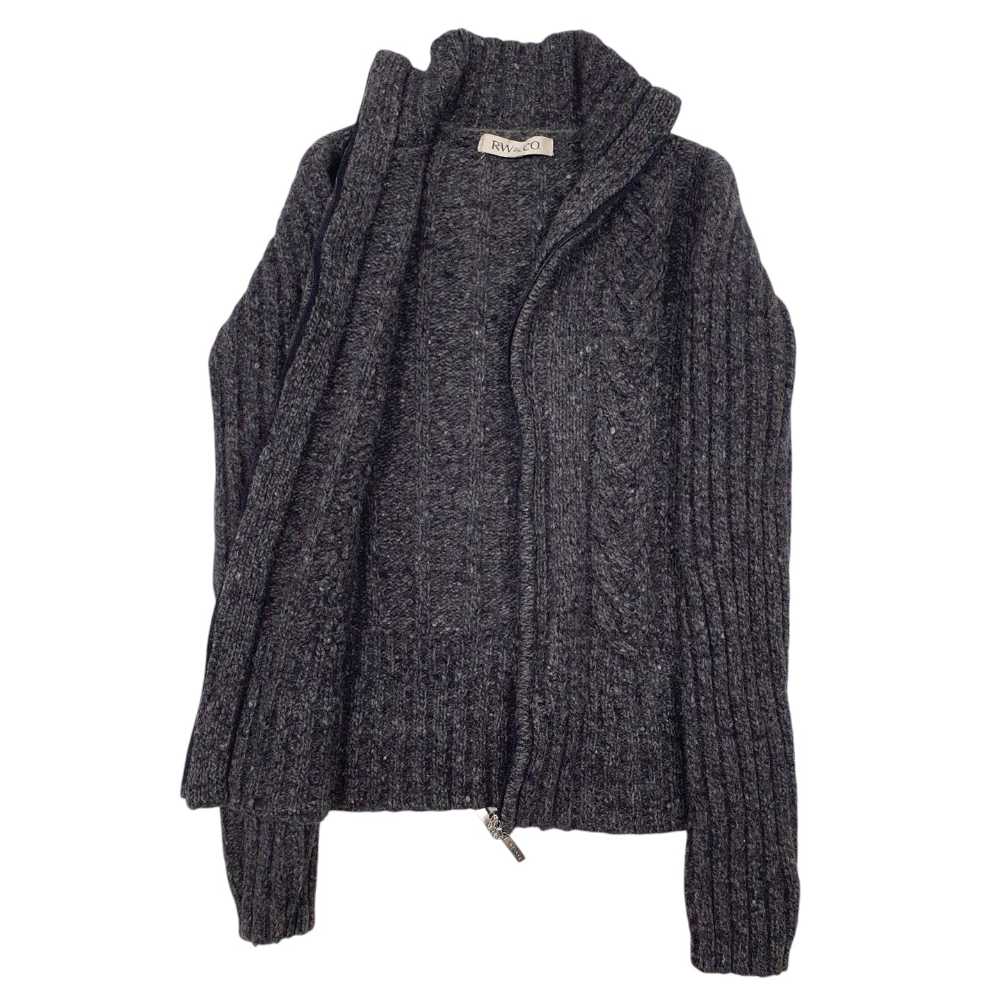 Womens Grey RW & CO Cable Knitwear Full Zip Jumper