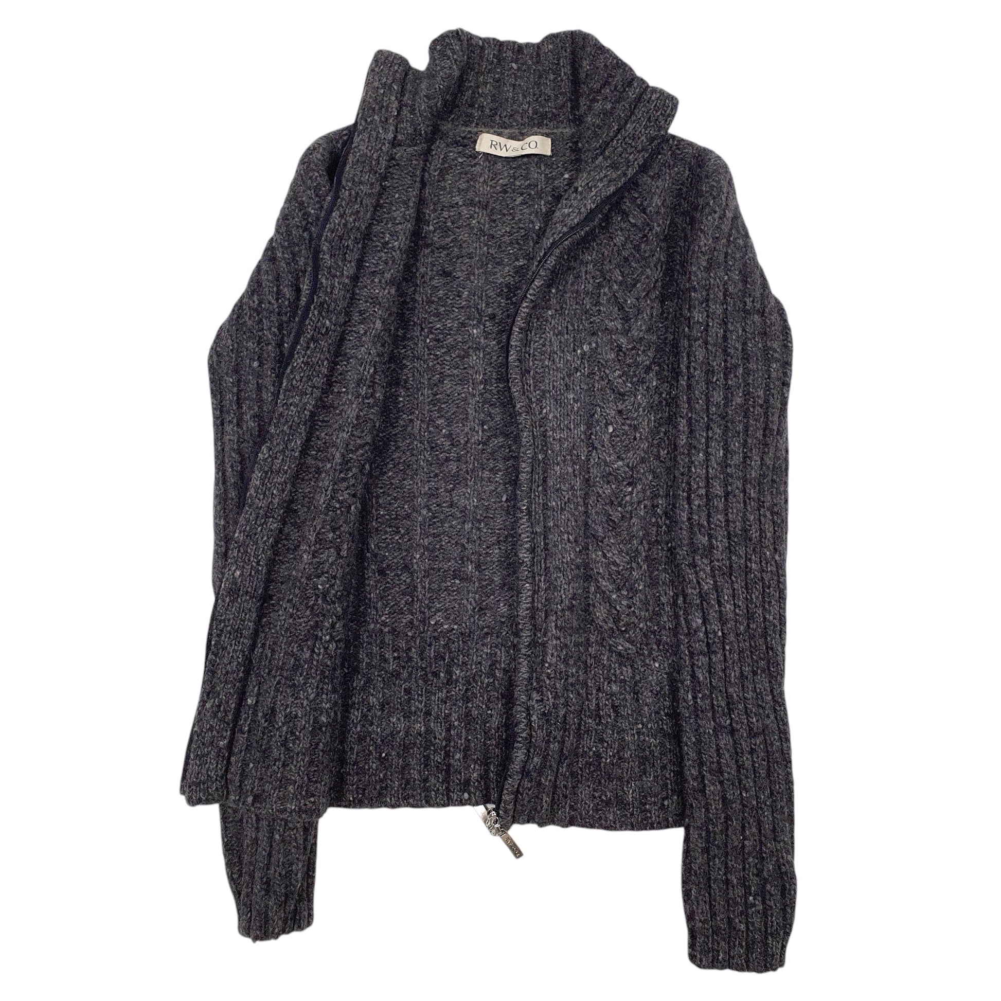 Womens Grey RW & CO Cable Knitwear Full Zip Jumper