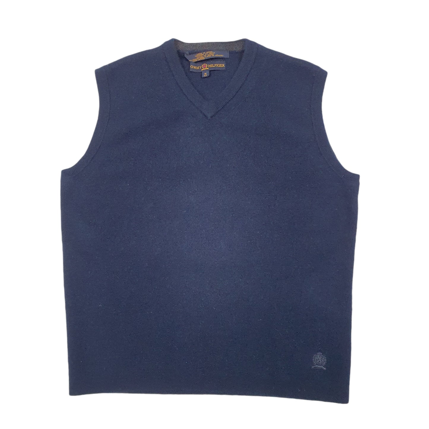 Womens Navy Tommy Hilfiger Knit Merino Tank Top Sweater Vest V Neck Jumper