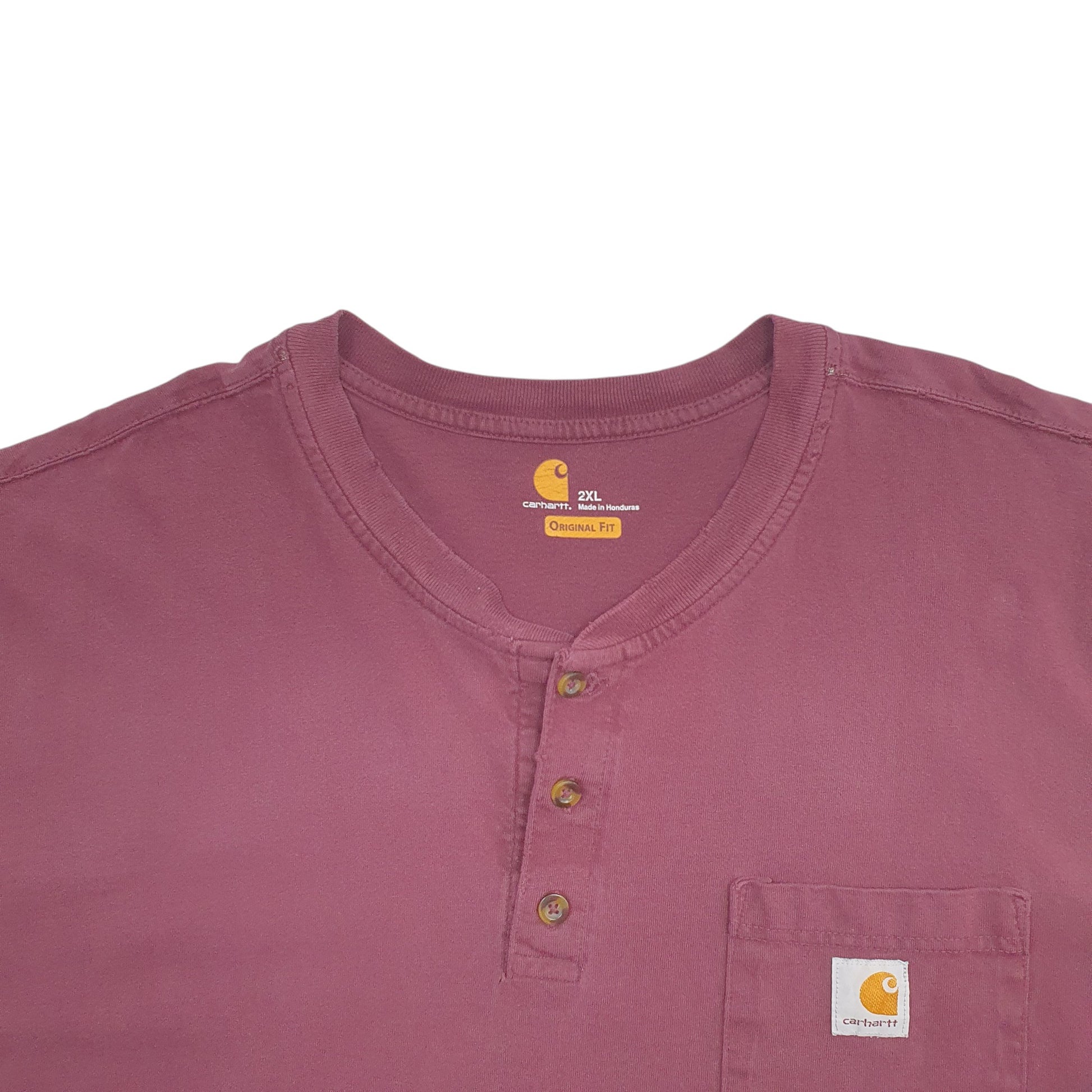 Mens Burgundy Carhartt Pocket Short Sleeve T Shirt