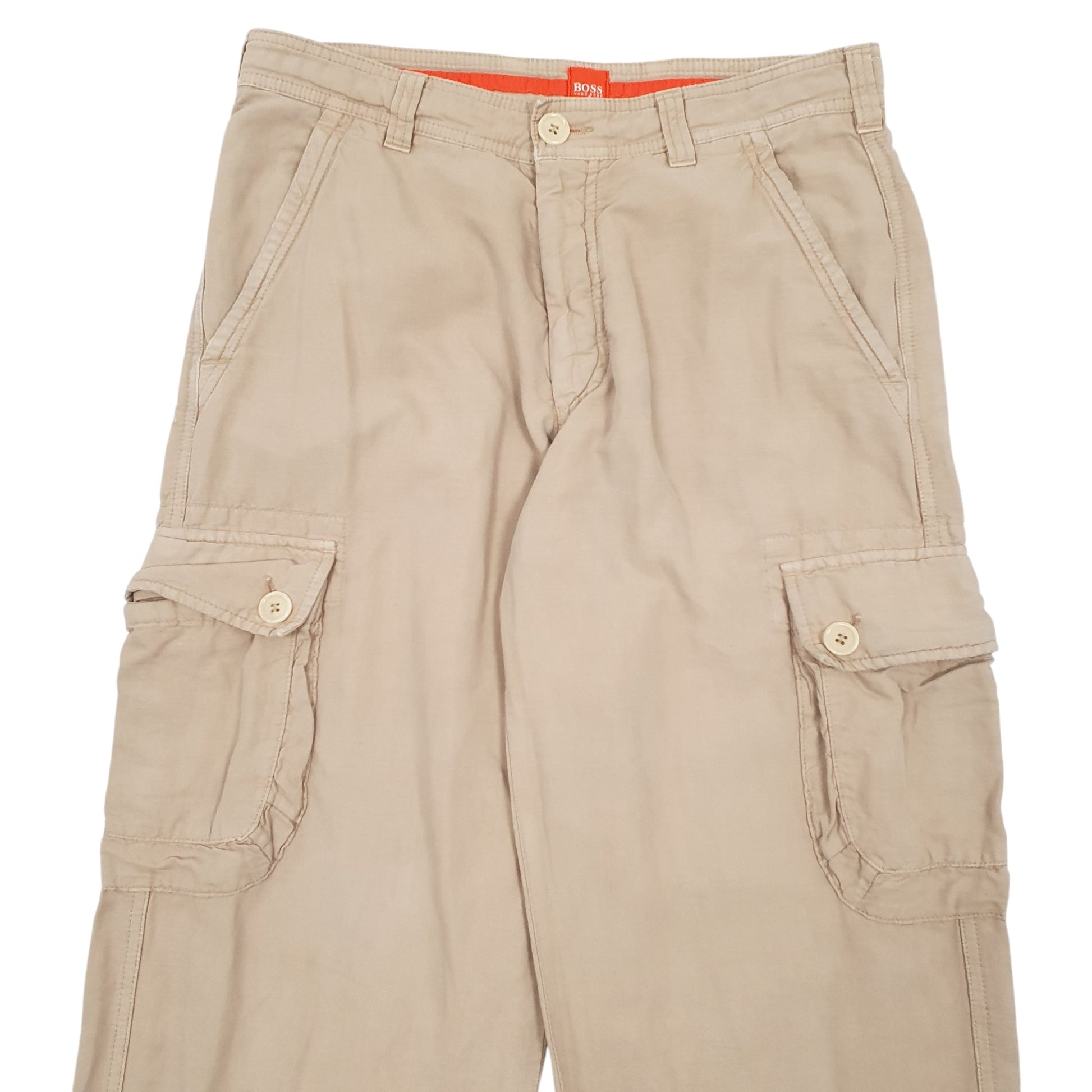 Mens Beige Hugo Boss Vintage Cargo Trousers