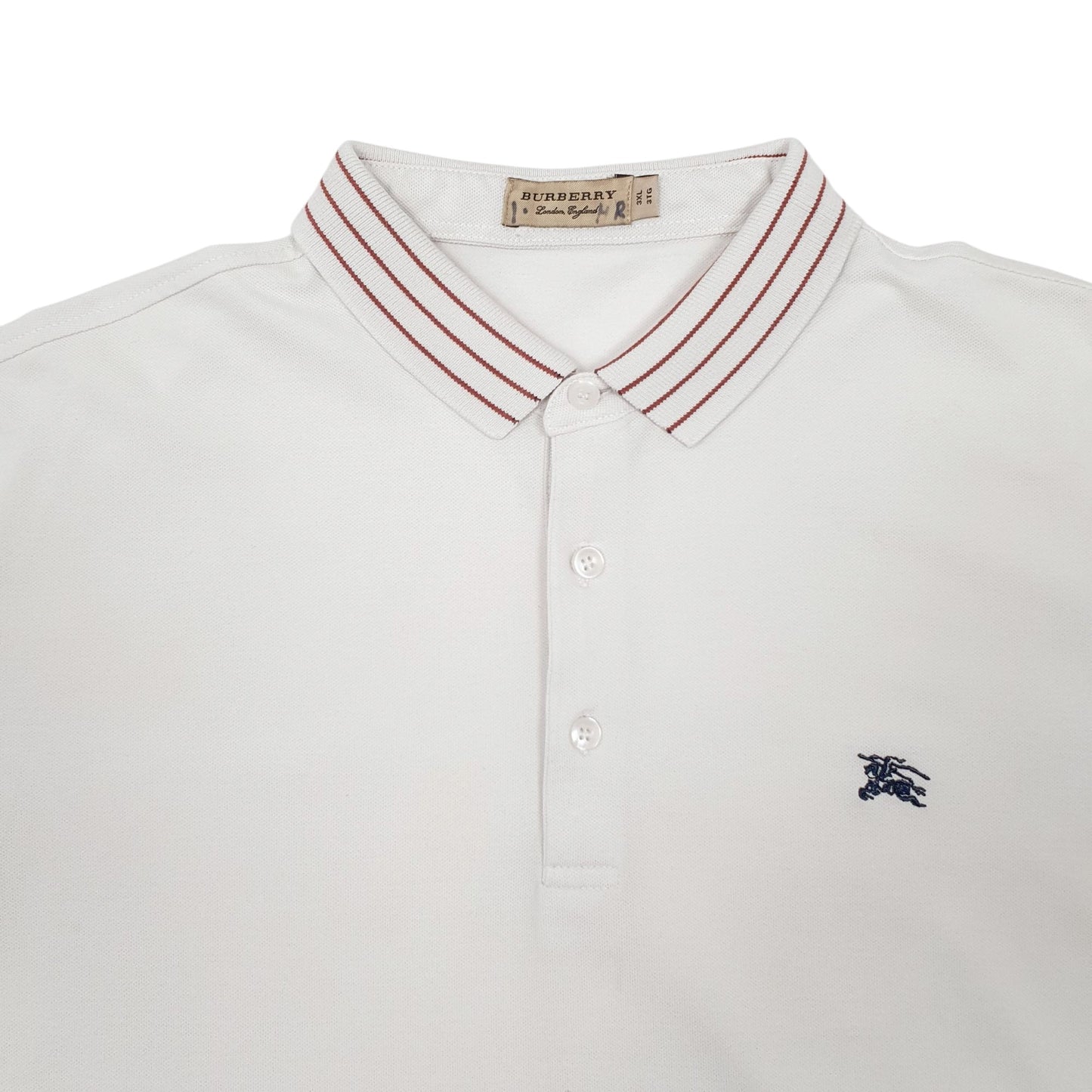 Mens White Burberry  Short Sleeve Polo Shirt