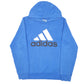 Mens Blue Adidas Spellout Three Stripes Hoodie Jumper