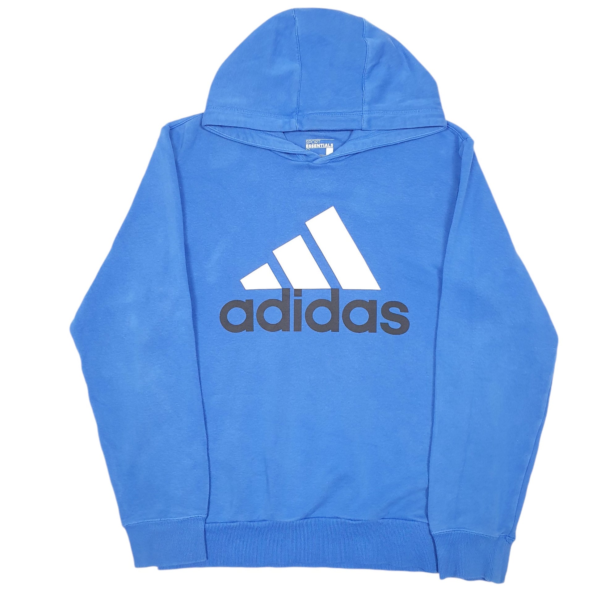 Mens Blue Adidas Spellout Three Stripes Hoodie Jumper