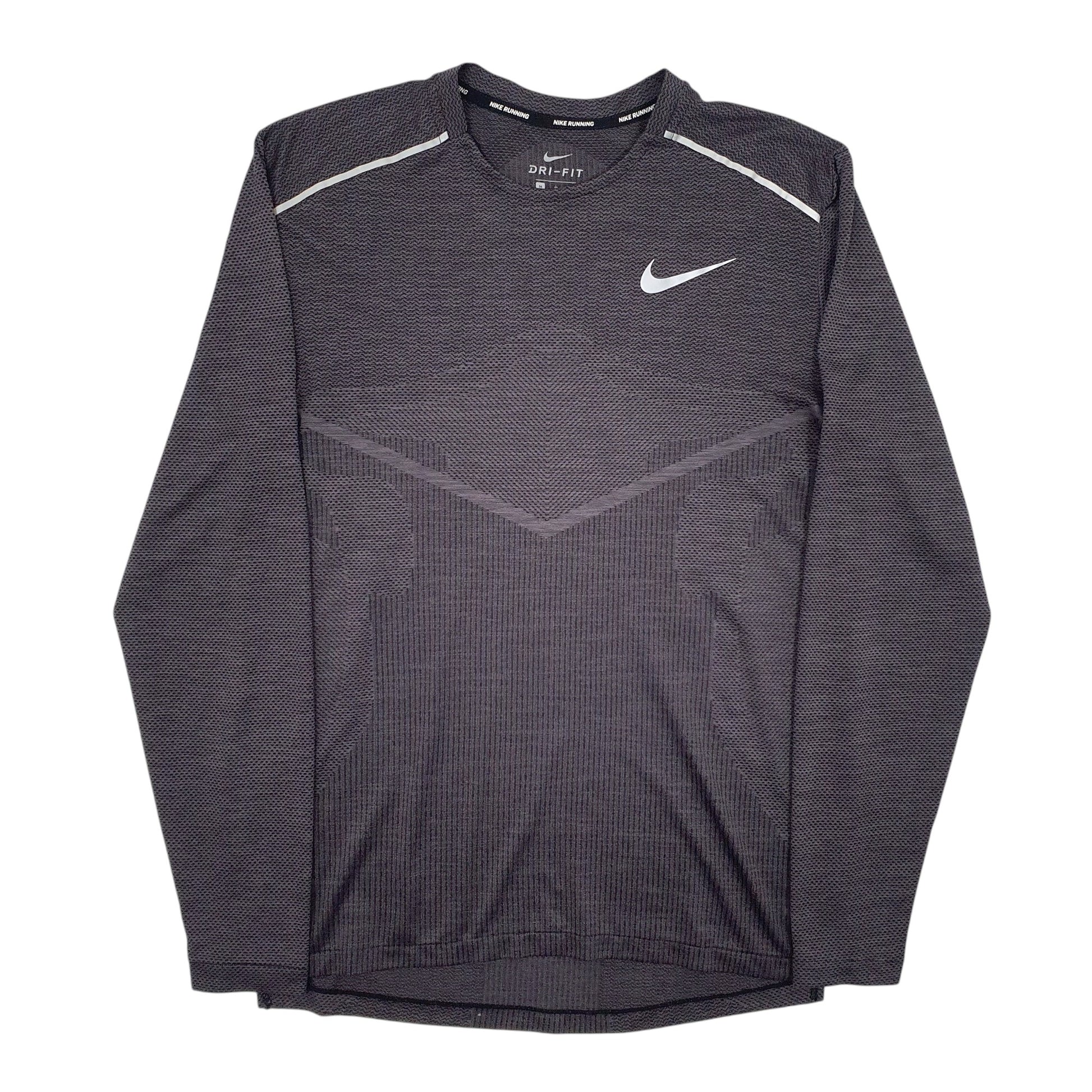 Mens Grey Nike Dri-Fit Active Wear Running Long Sleeve T Shirt