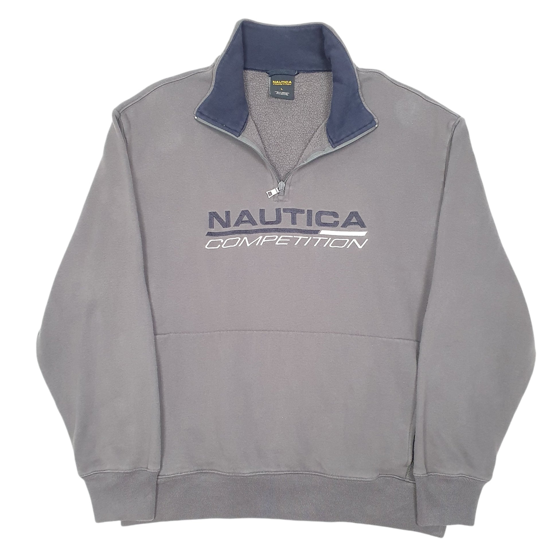 Mens Grey Nautica Competition Spellout Quarter Zip Jumper
