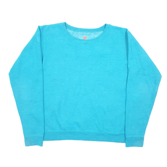 Womens Turquoise Hanes Soft Sweats Crewneck Jumper